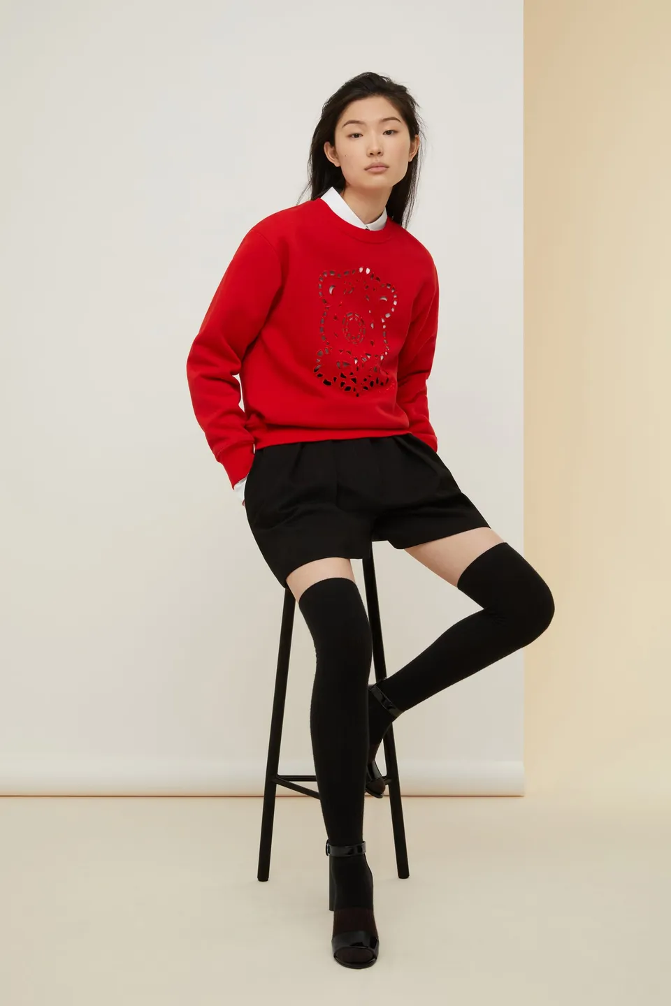 Patou JE024 sweat broderie coton bio Poppy rouge
