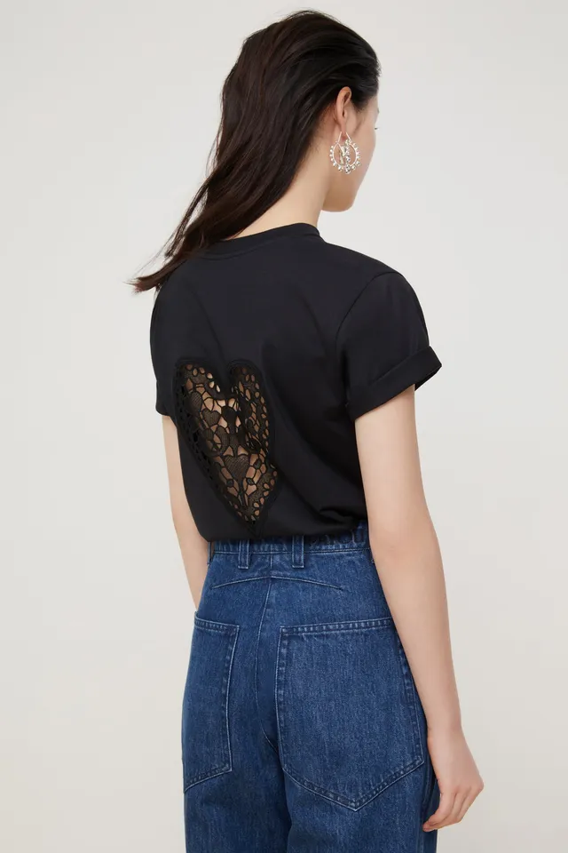 Patou E20JE0229993999B tee coton bio coeur noir