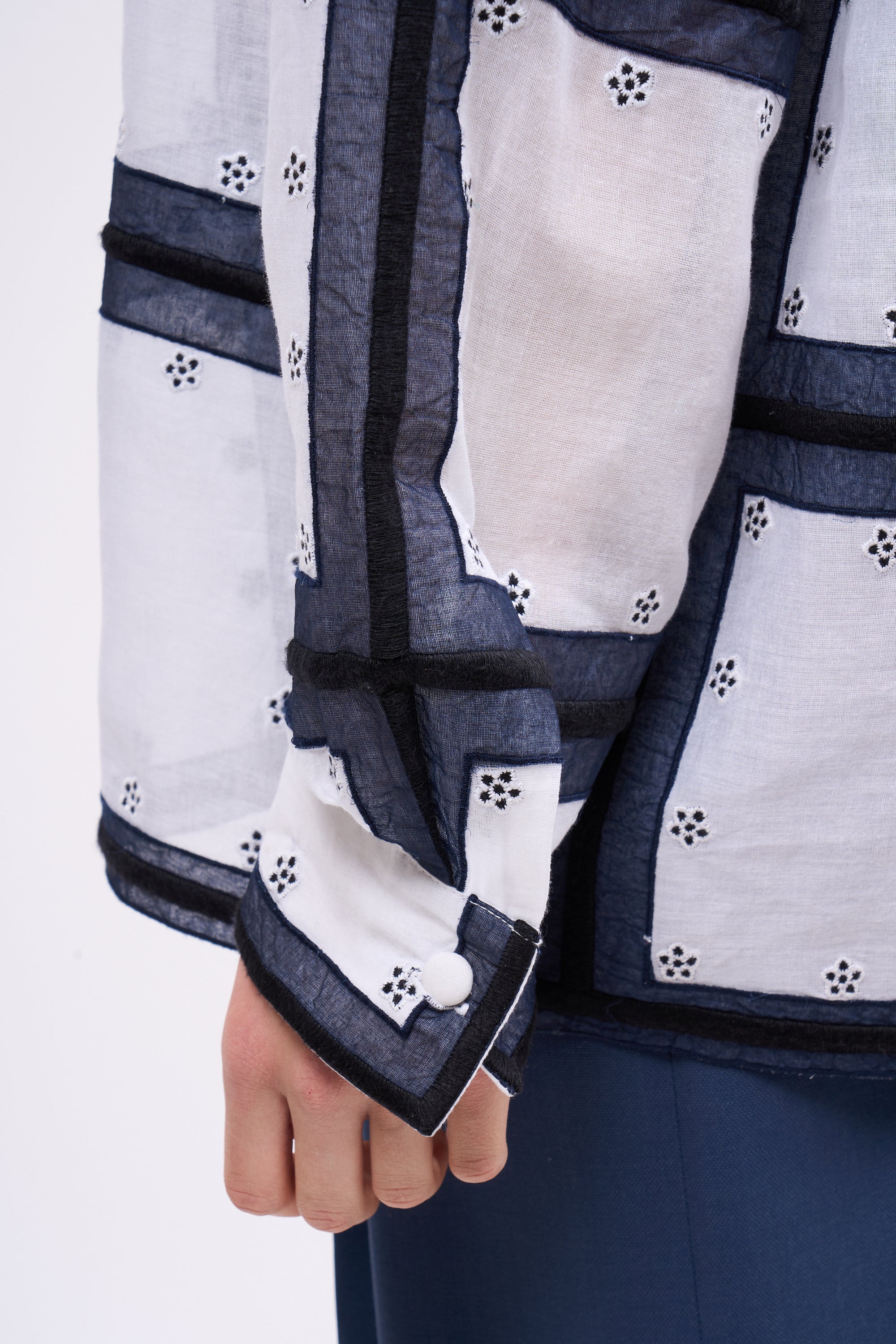 Paul & Joe Catherine chemise brodée coton White navy combo