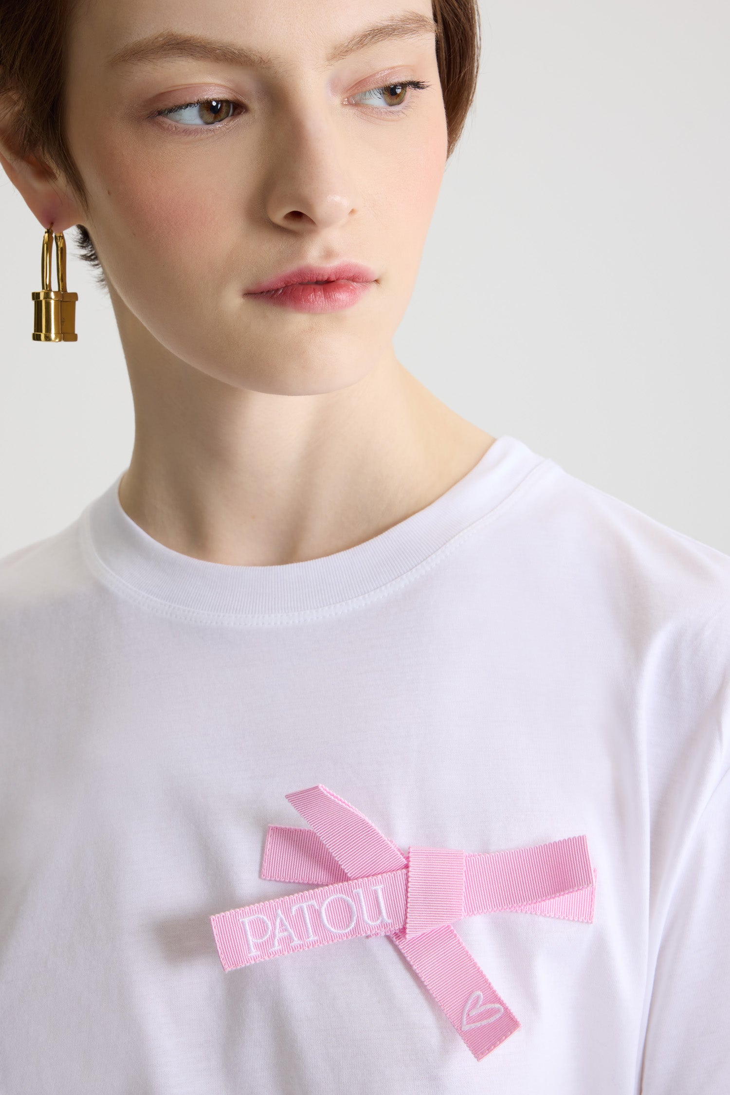 Patou JE185 t-shirt coton blanc noeud rose S