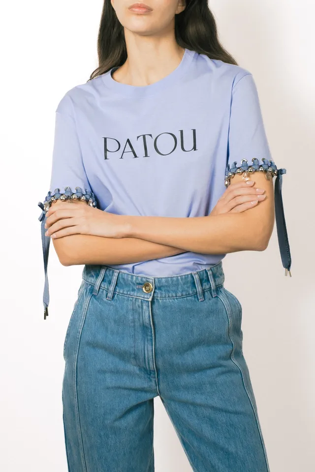 Patou SP050 tee-shirt coton bio logo Aurora bleu