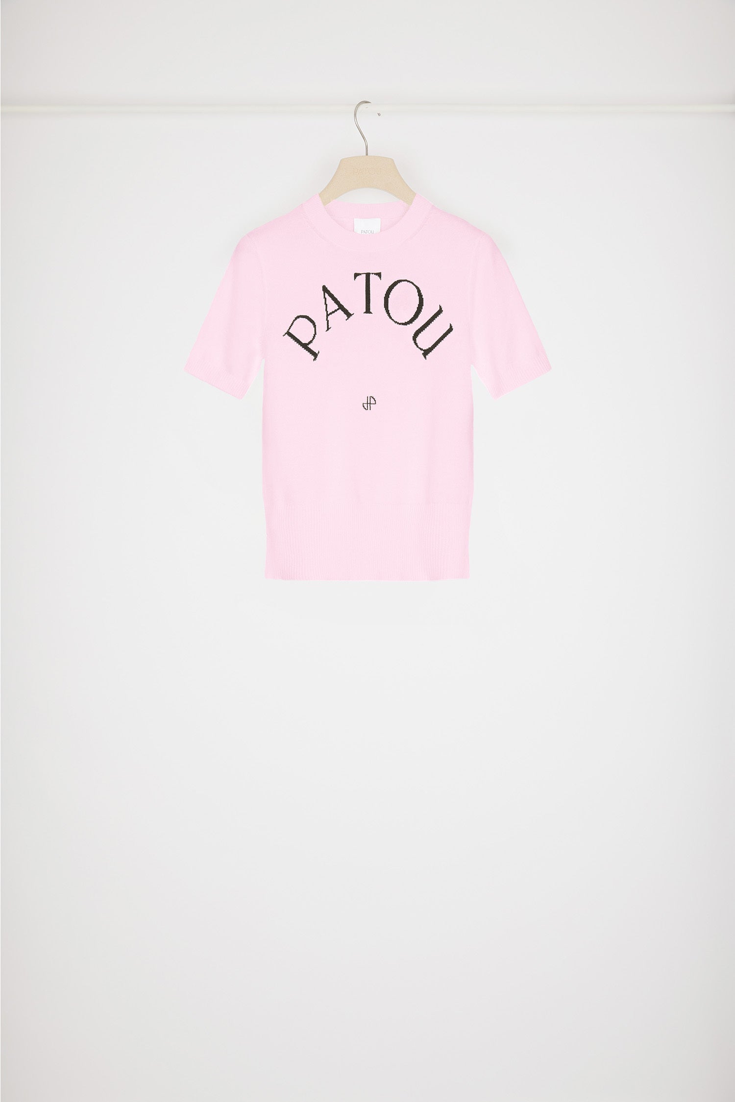 Patou KN182 top coton rose jacquard logo