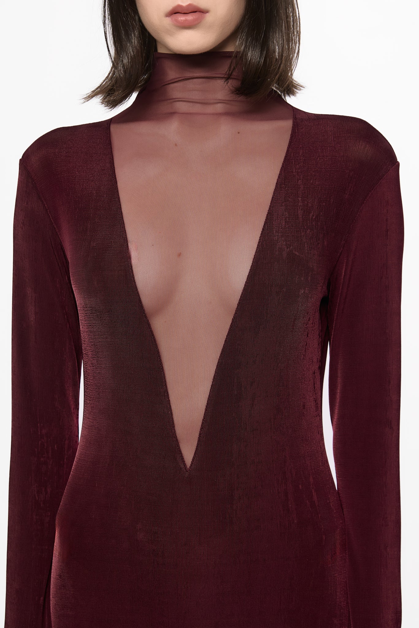 ATU Body Couture robe maxi bordeaux tulle S