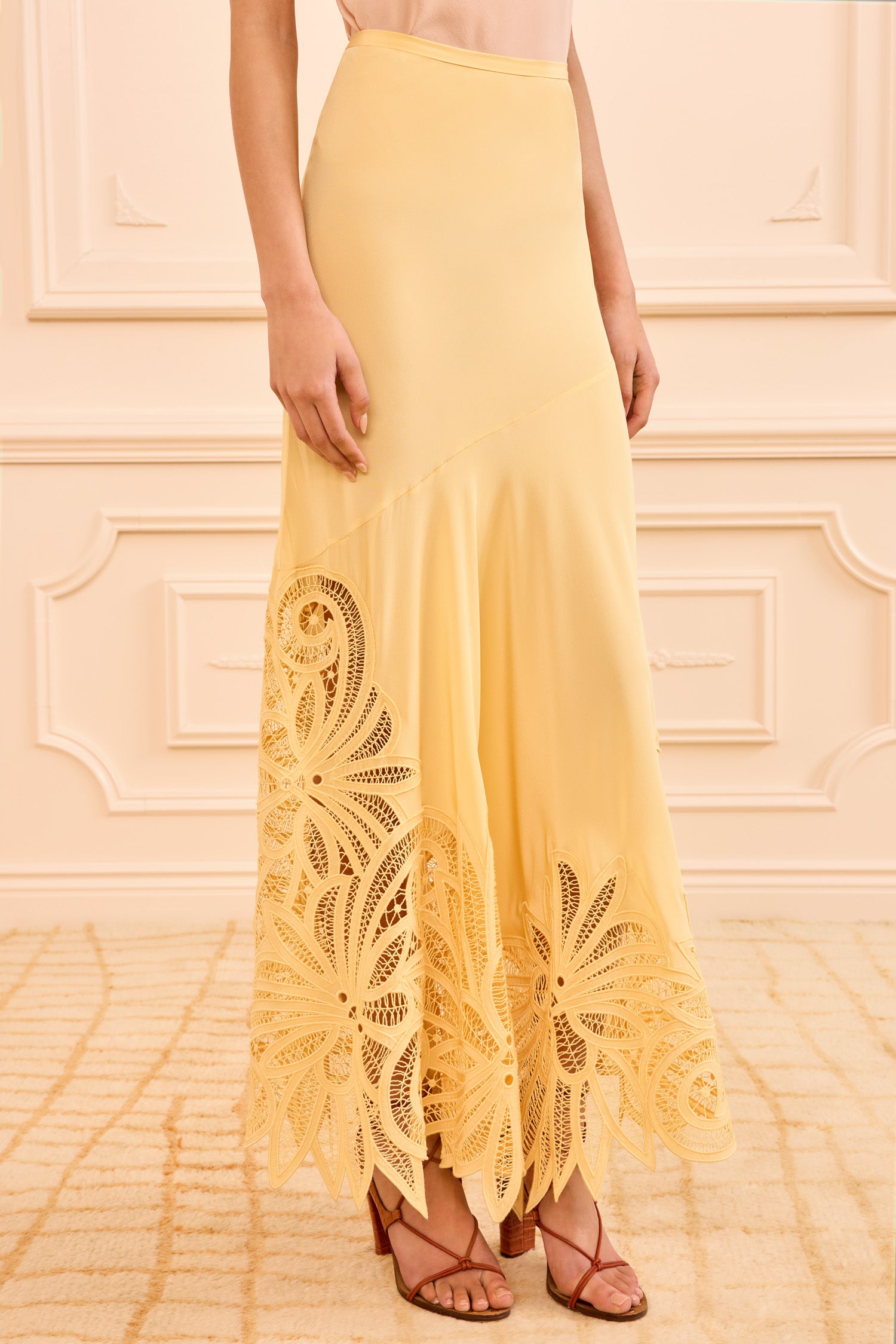 Ulla Johnson Oona jupe longue Dandelion soie jaune