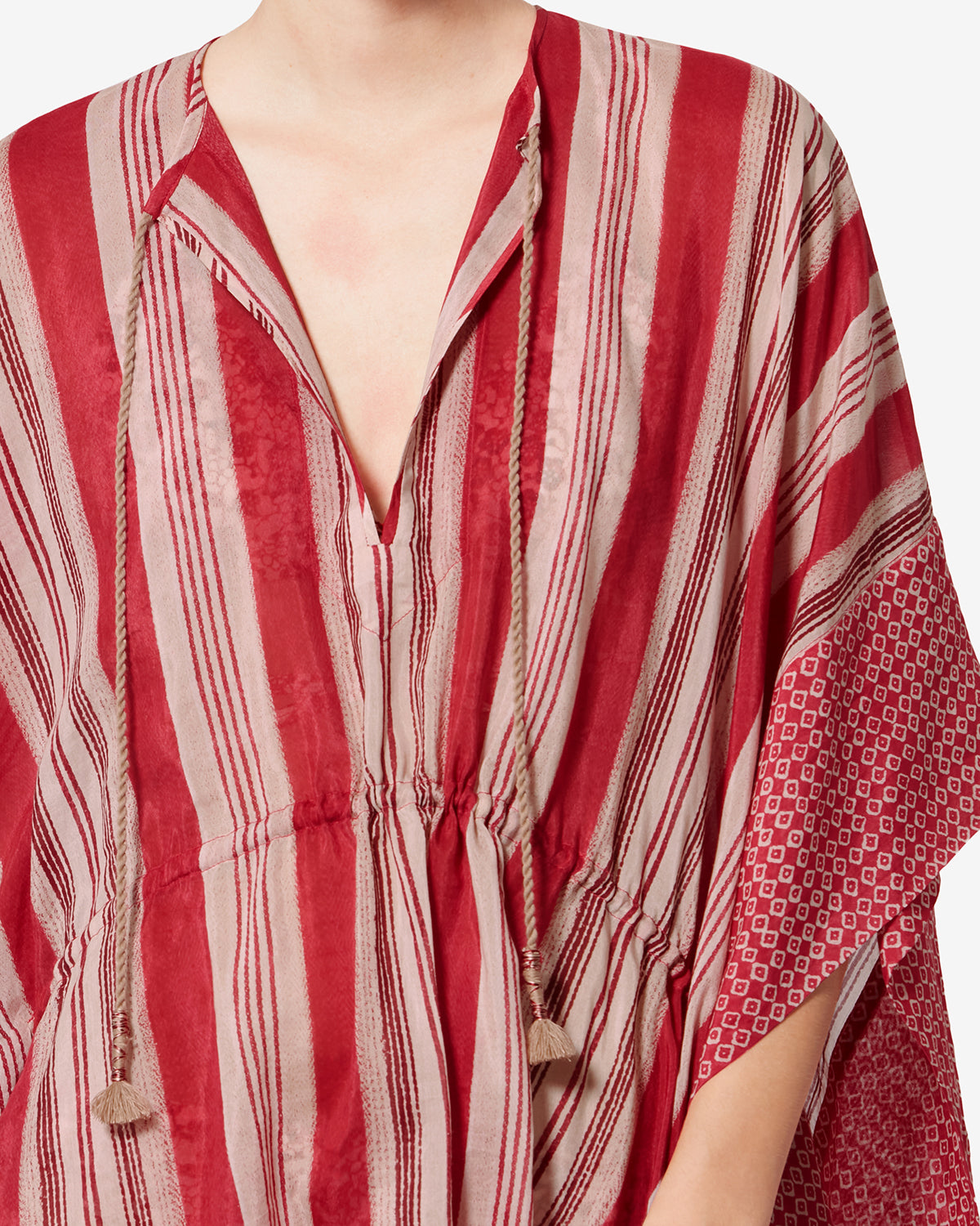 Isabel Marant Loreliz kaftan rouge coton soie