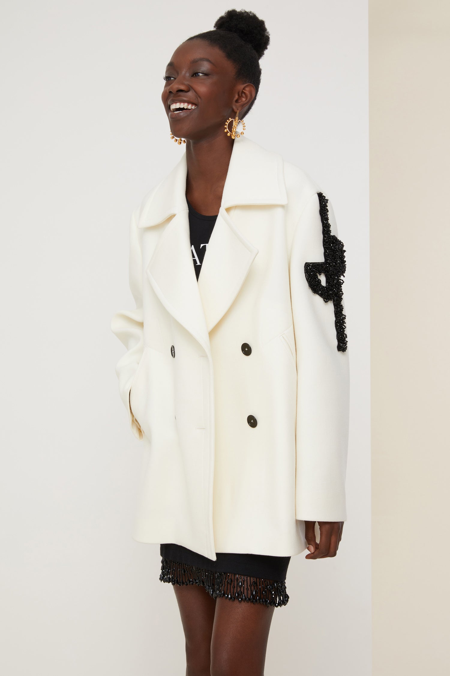 Patou Coats CO001 caban laine vierge Perle