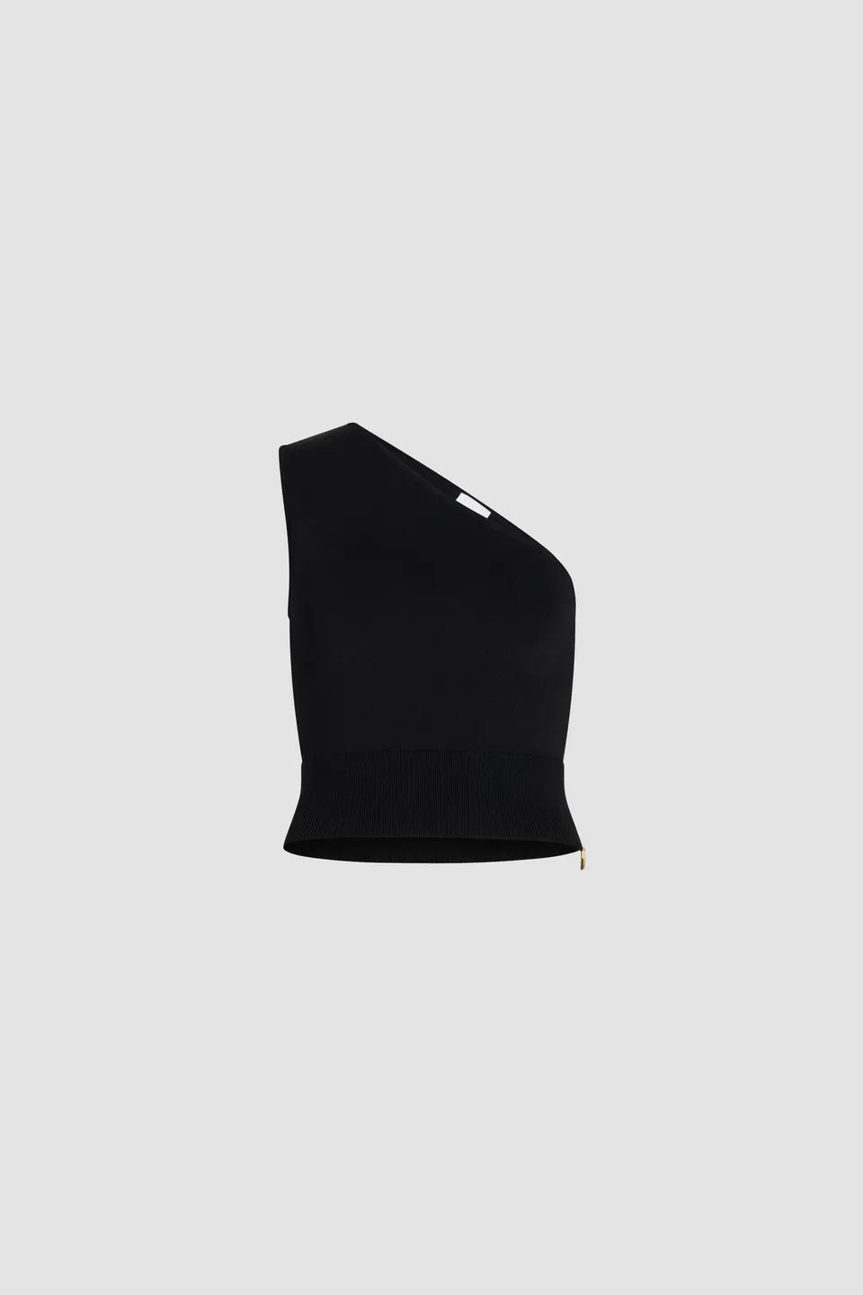 Patou KN244 top noir crêpe une-épaule slim