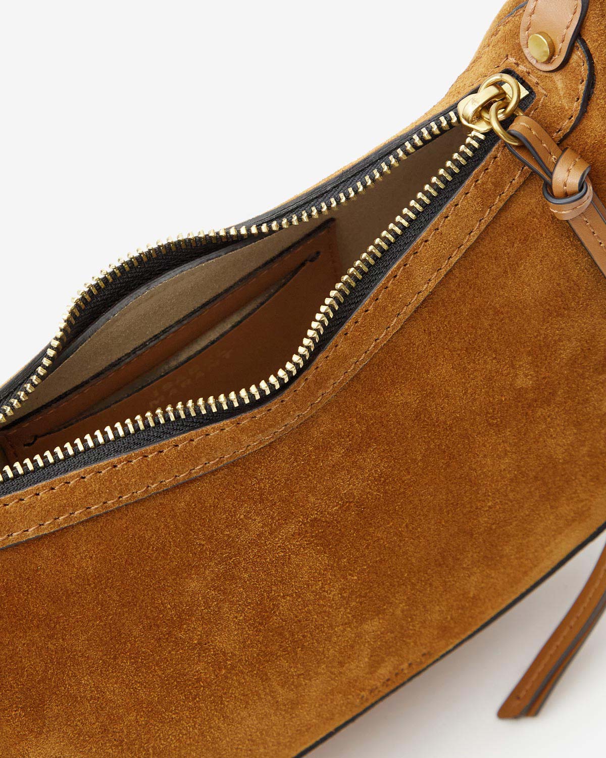 Isabel Marant Oskan Moon sac cuir velours cognac 28,5 cm