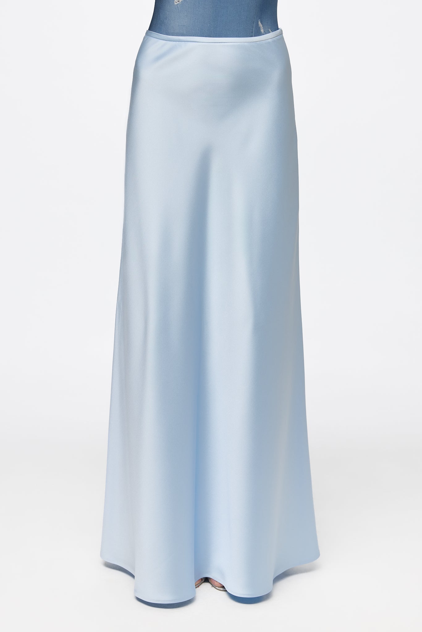 ATU Body Couture Skirts jupe longue satin bleu clair