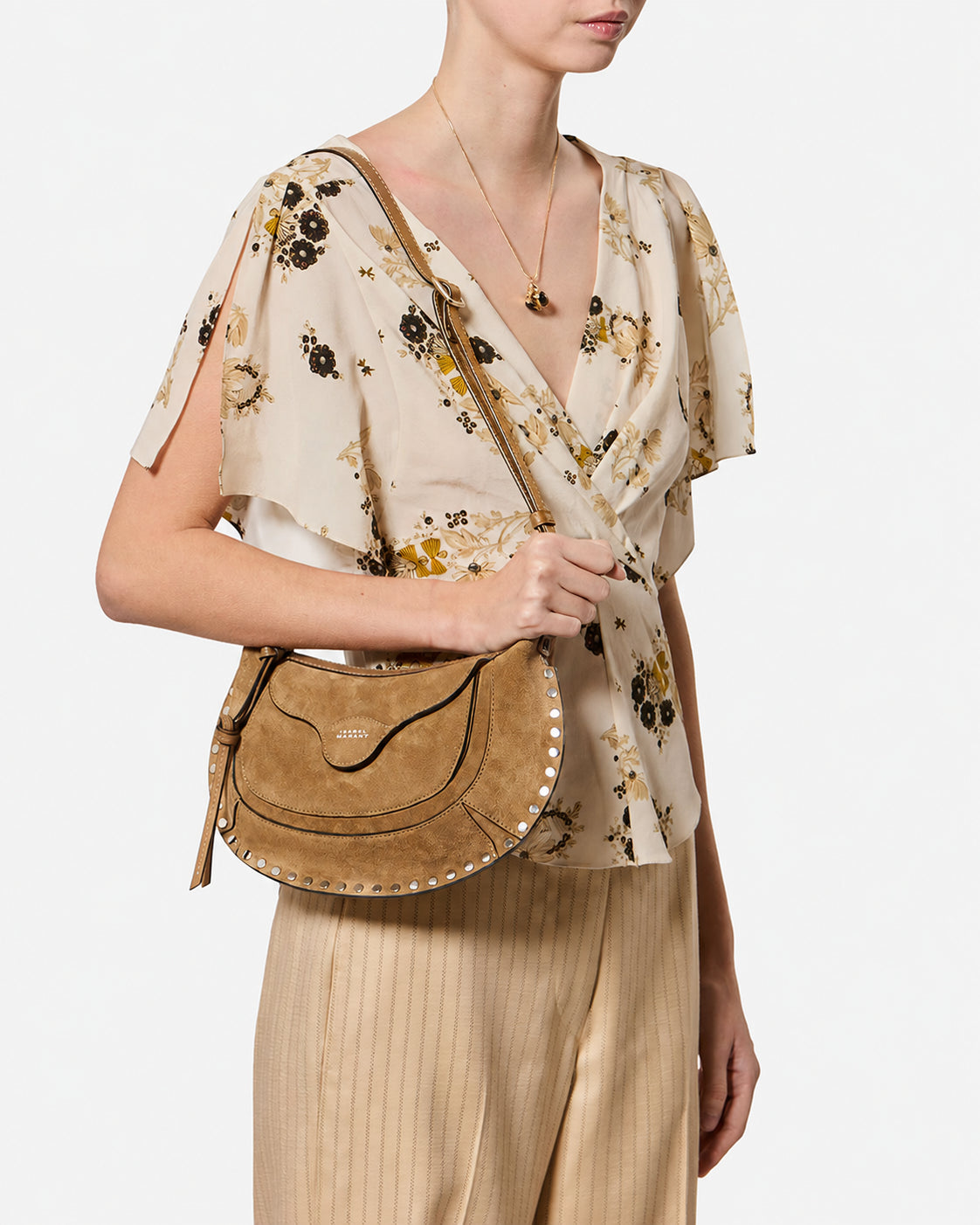 Isabel Marant Moon Pocket PP0511FA sac velours taupe
