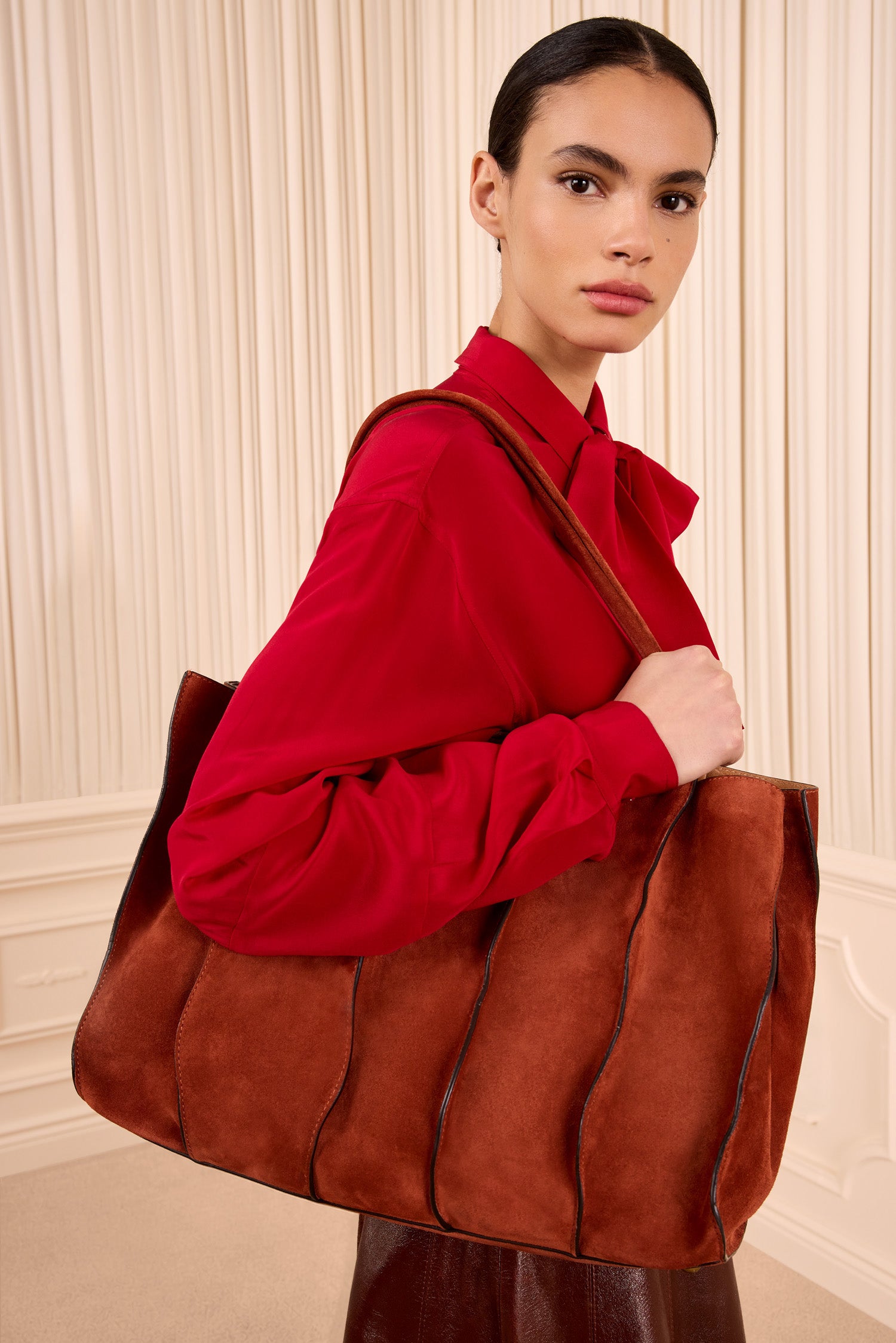Ulla Johnson Adria sac cabas daim rouille grand