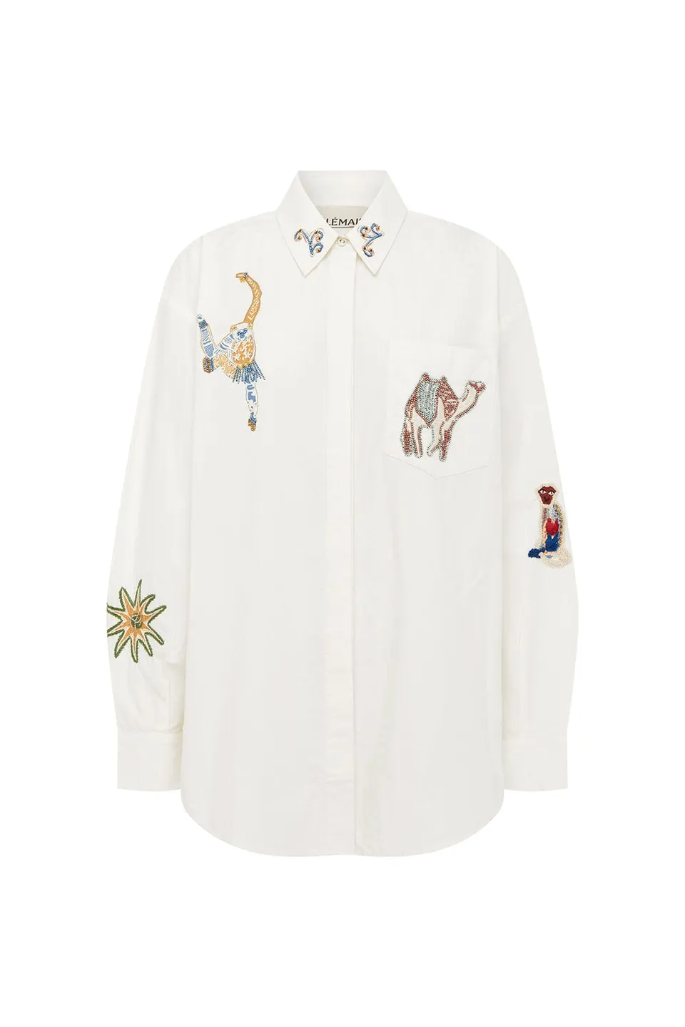 Alemais Carmine chemise coton brodée perles