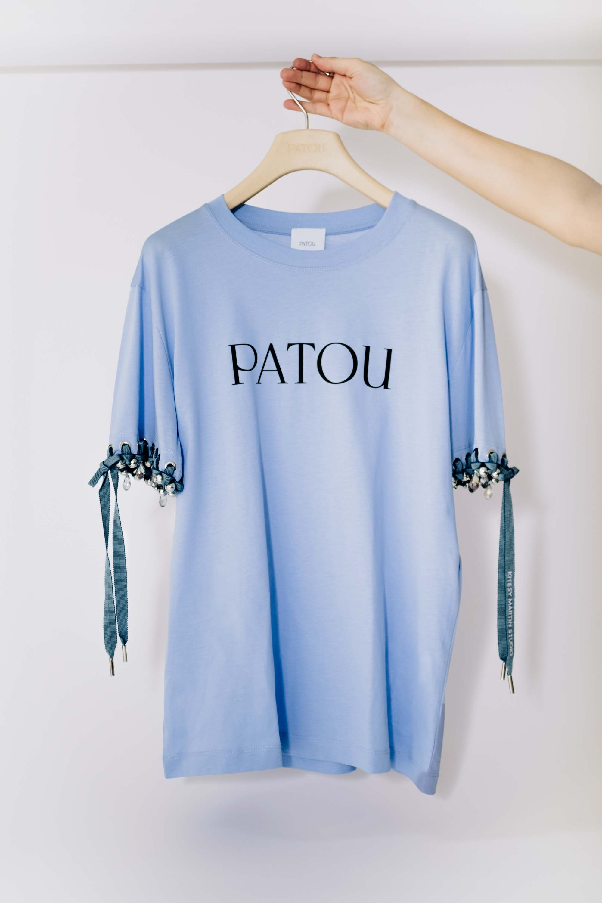 Patou SP050 tee-shirt coton bio logo Aurora bleu