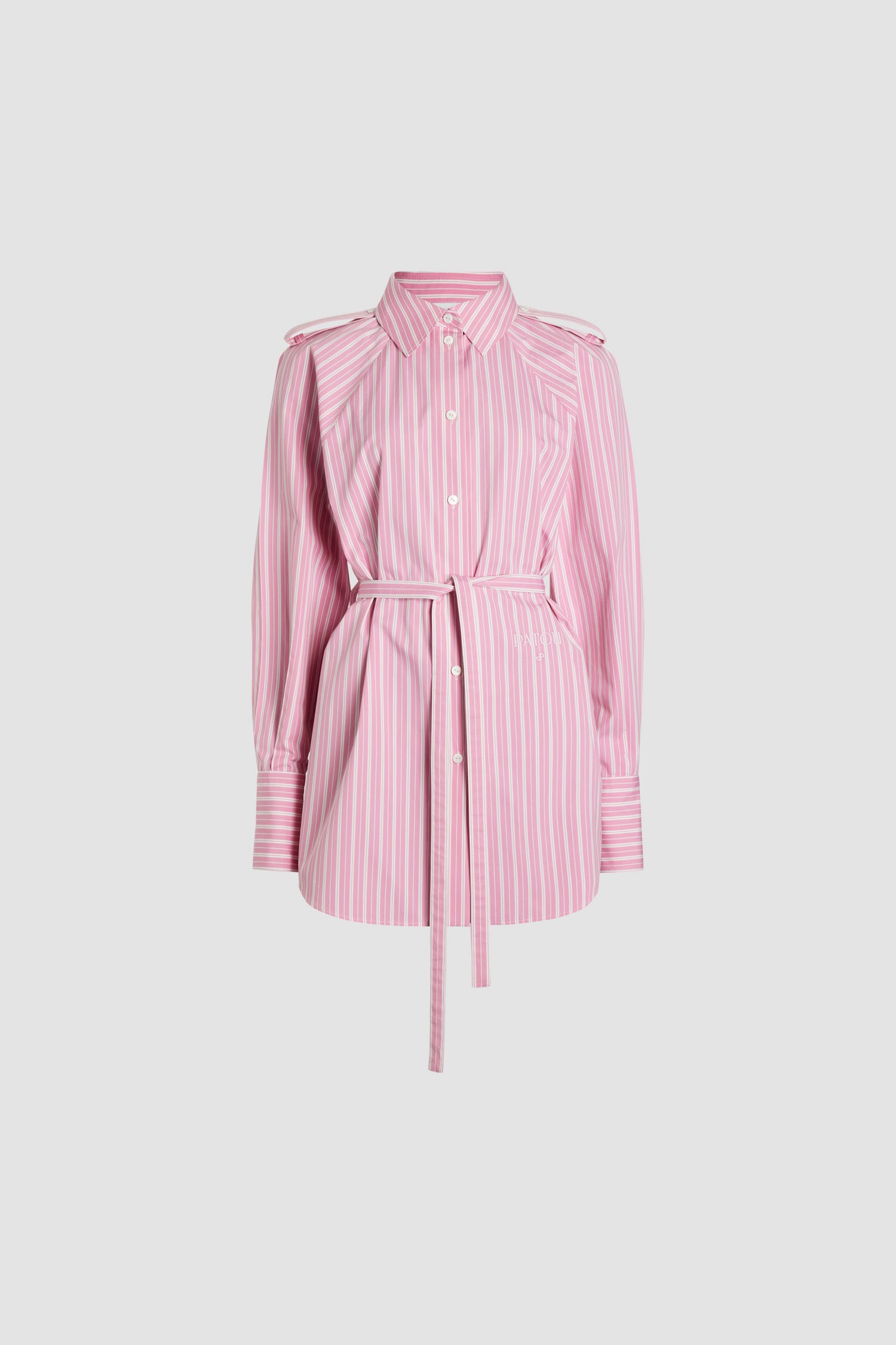 Patou H24DR153 robe chemise coton rose rayures