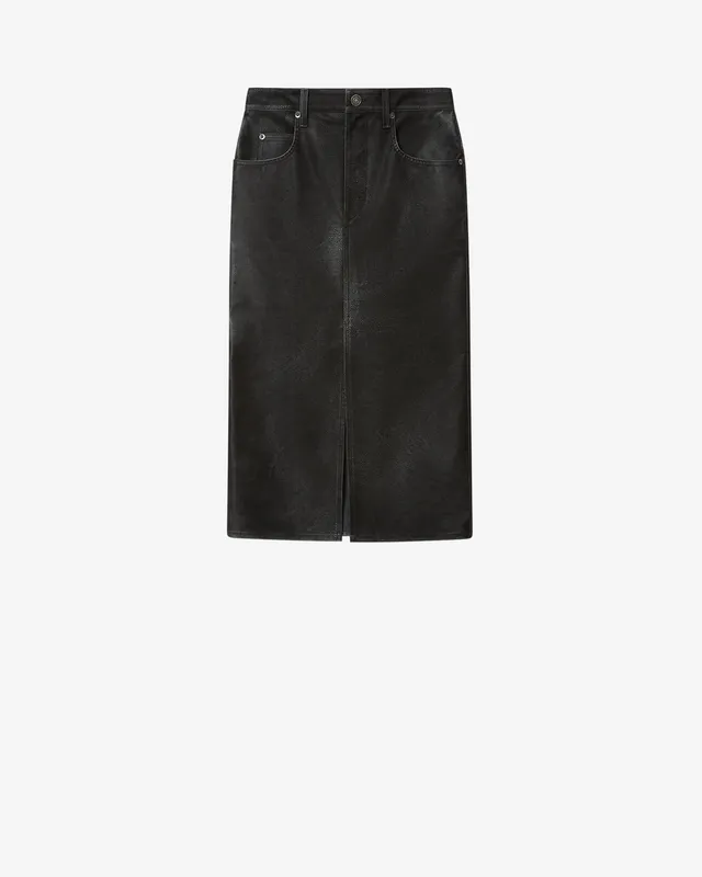 Isabel Marant Bisane JU0524FA jupe suédine noire mi-longue