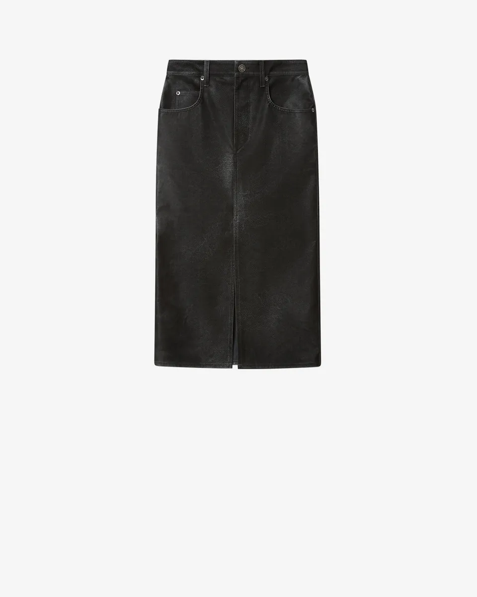 Isabel Marant Bisane JU0524FA jupe suédine noire mi-longue