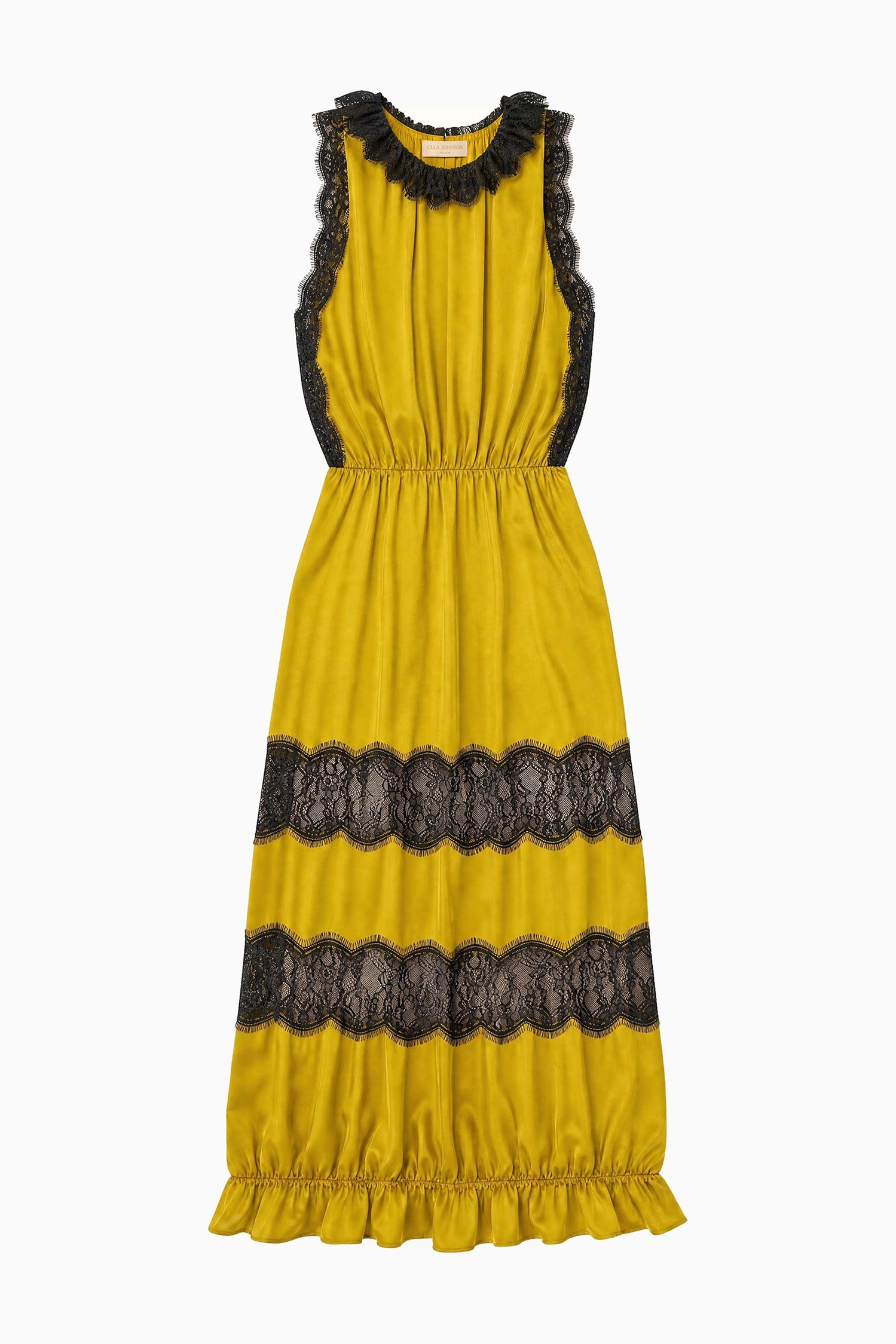 Ulla Johnson Alix Citrine robe midi soie dentelle