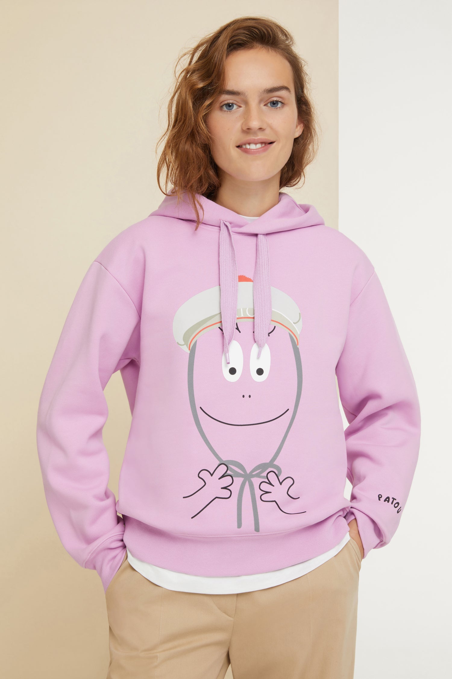 Patou Barbapapa JE048 sweat à capuche coton bio lilas
