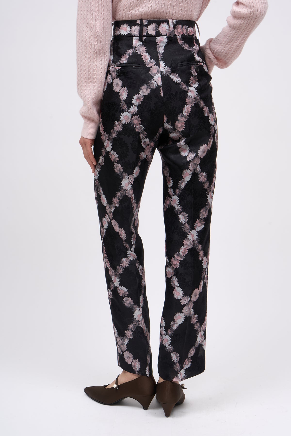 PAUL & JOE Acanthe Pantalon droit organza de soie imprimé doublé