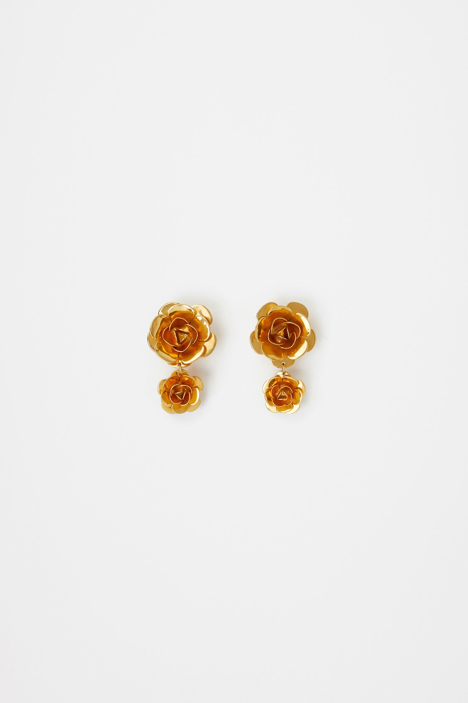 Patou JW088 boucles dorées double fleurs clips