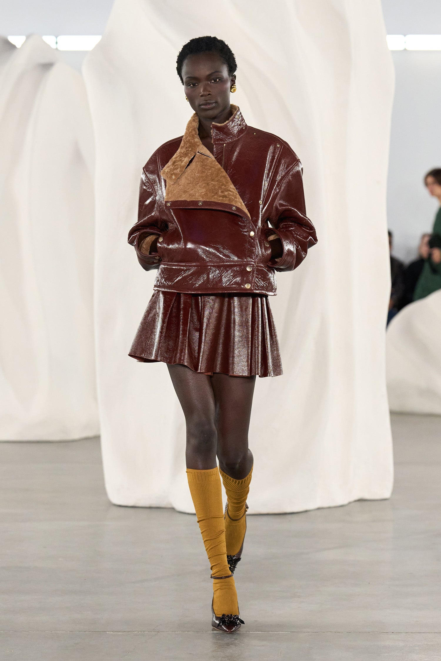 Ulla Johnson Sophie mini jupe cuir Cognac