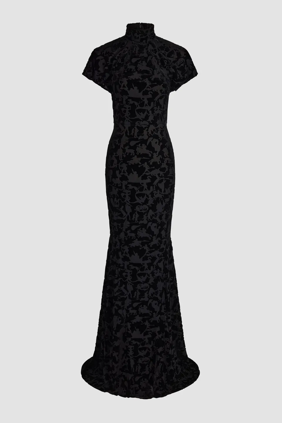 Patou DR280 robe longue noire devoré polyester