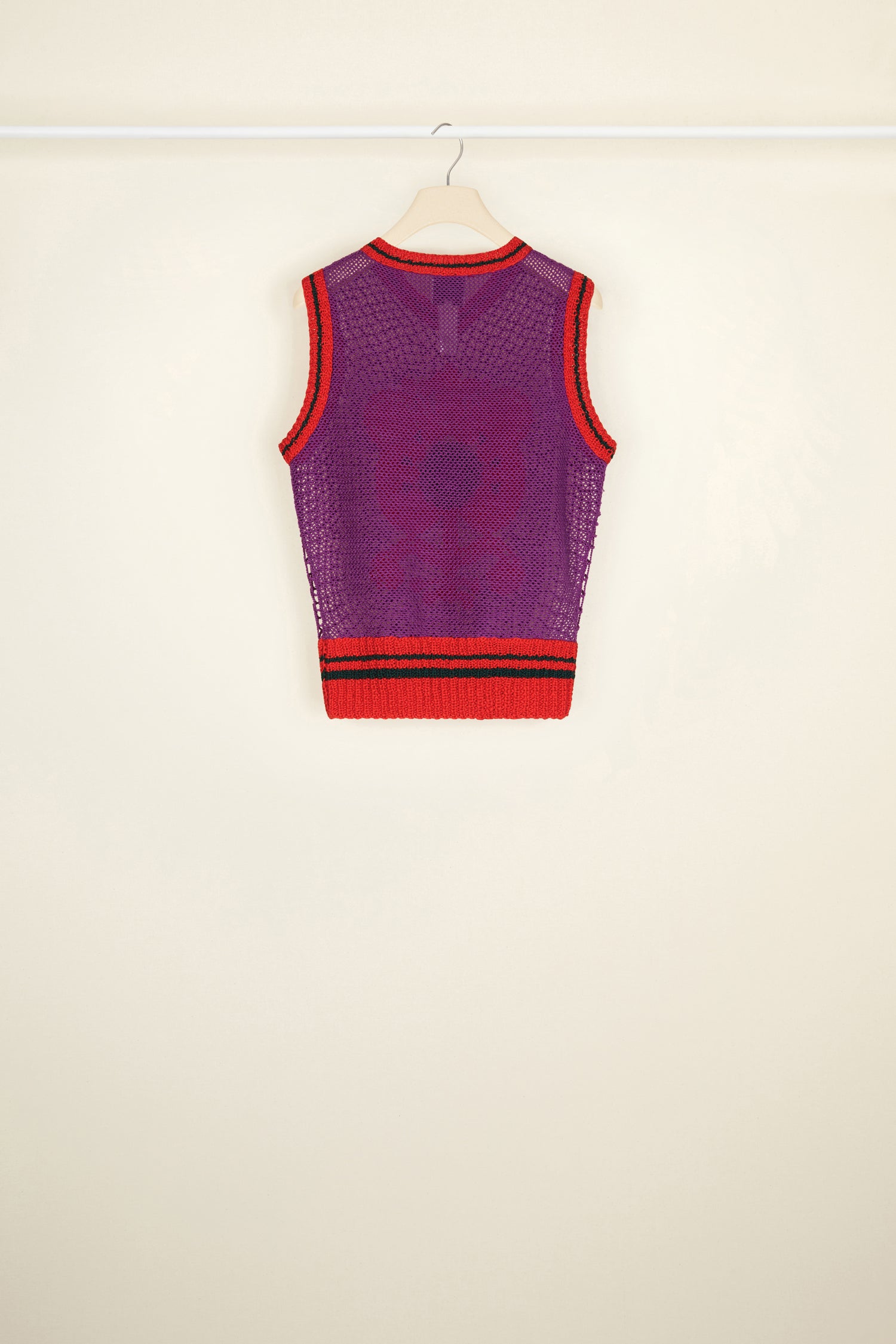 Patou gilet crochet A21KN05180335034 coton fleur rouge