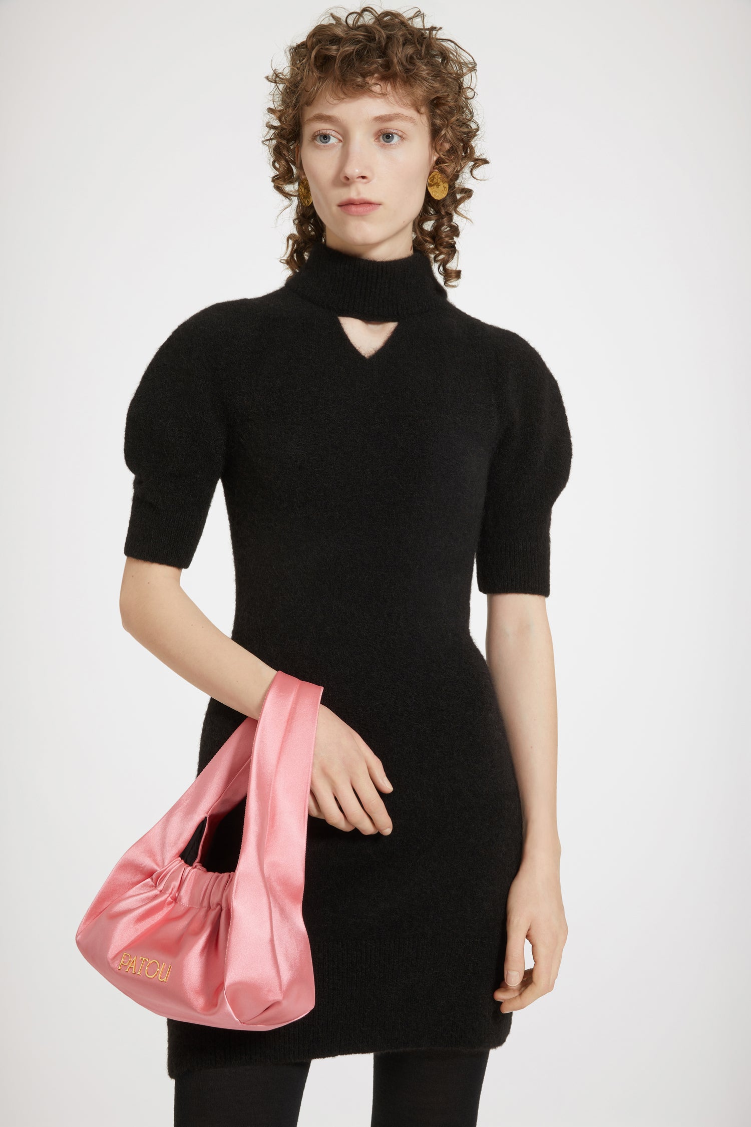 Patou H23KN1518065999B mini robe alpaga noire ajourée