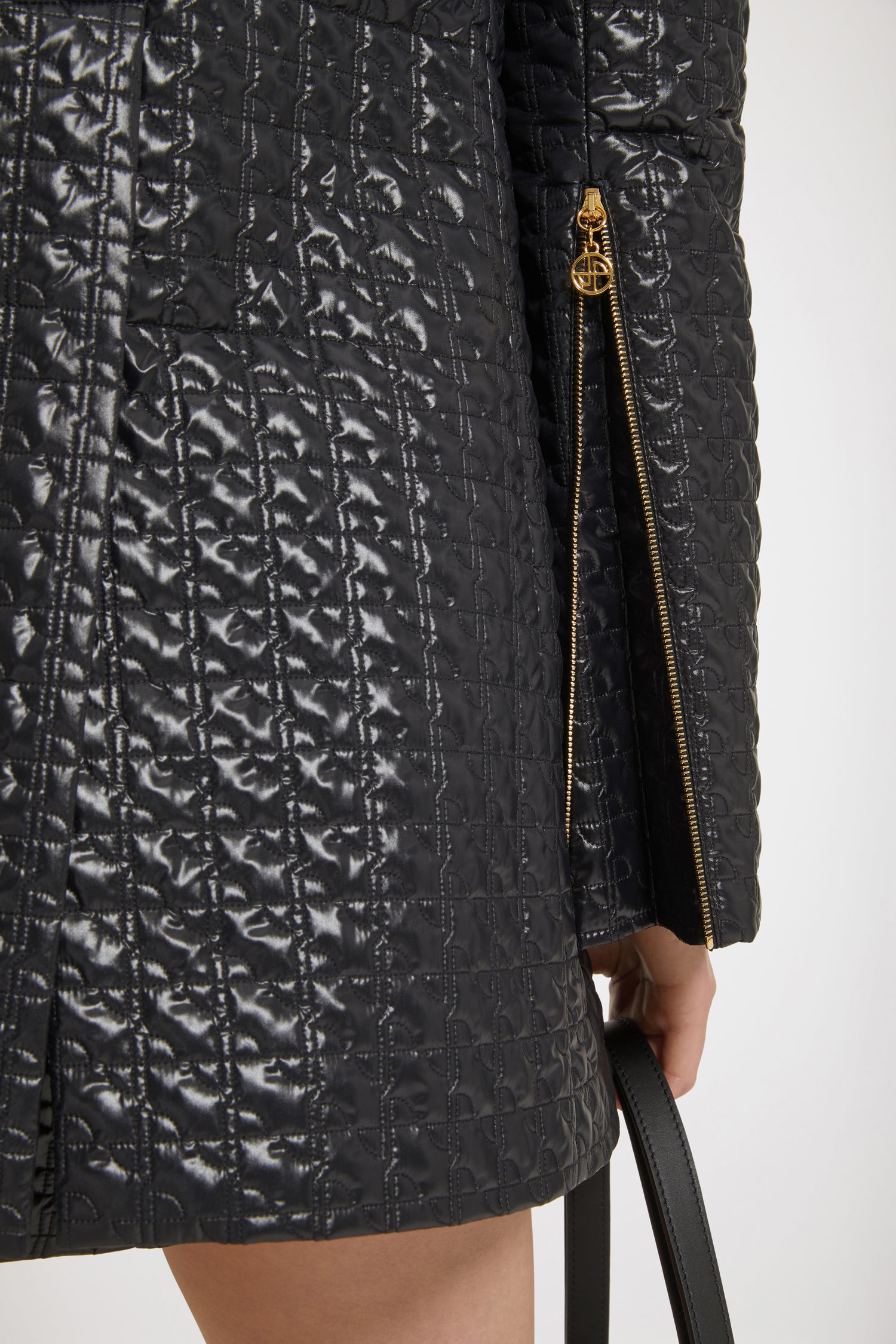 Patou JA033 veste matelassée noire nylon long