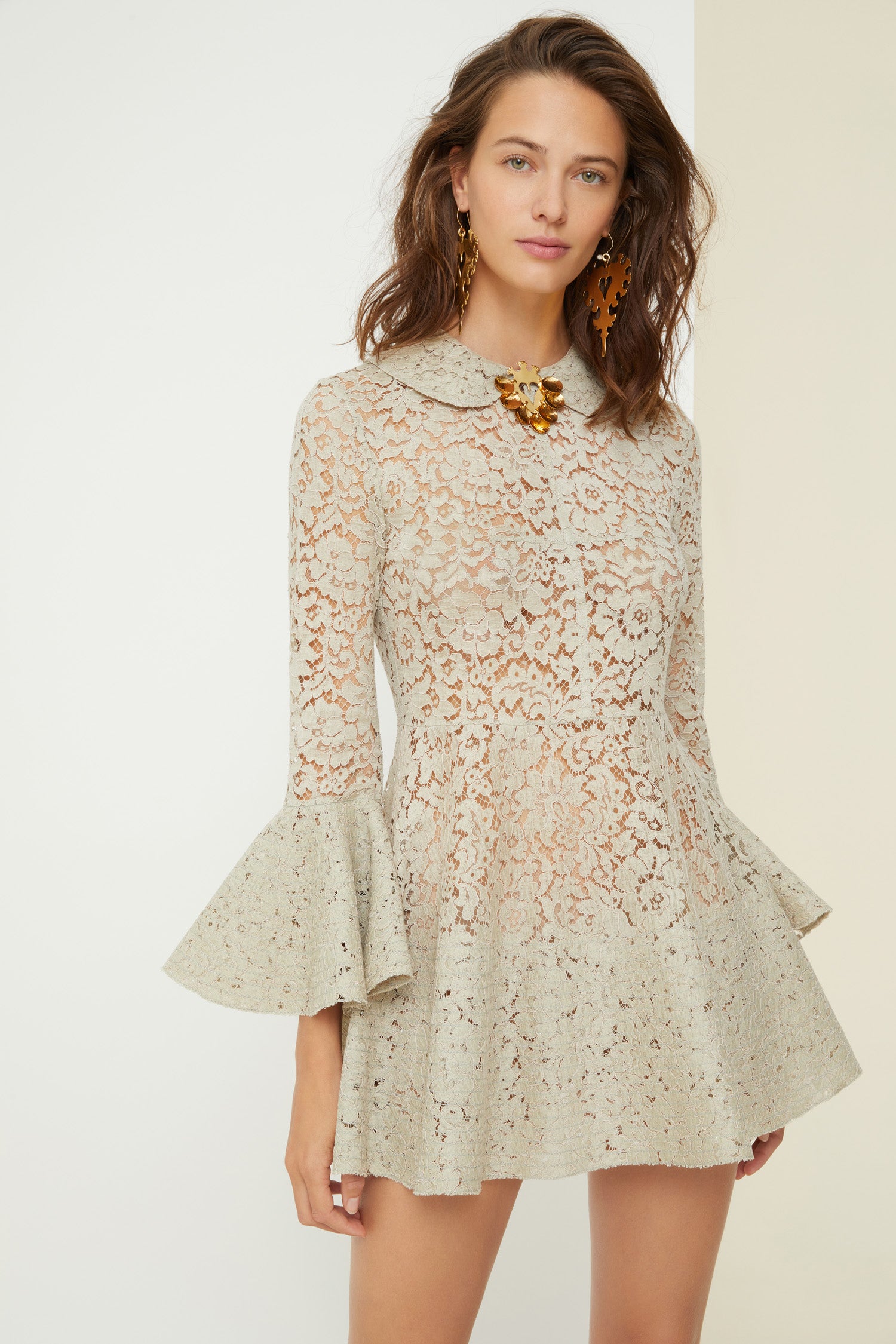 Patou P21TO0210079105S robe dentelle Silvery Moon beige