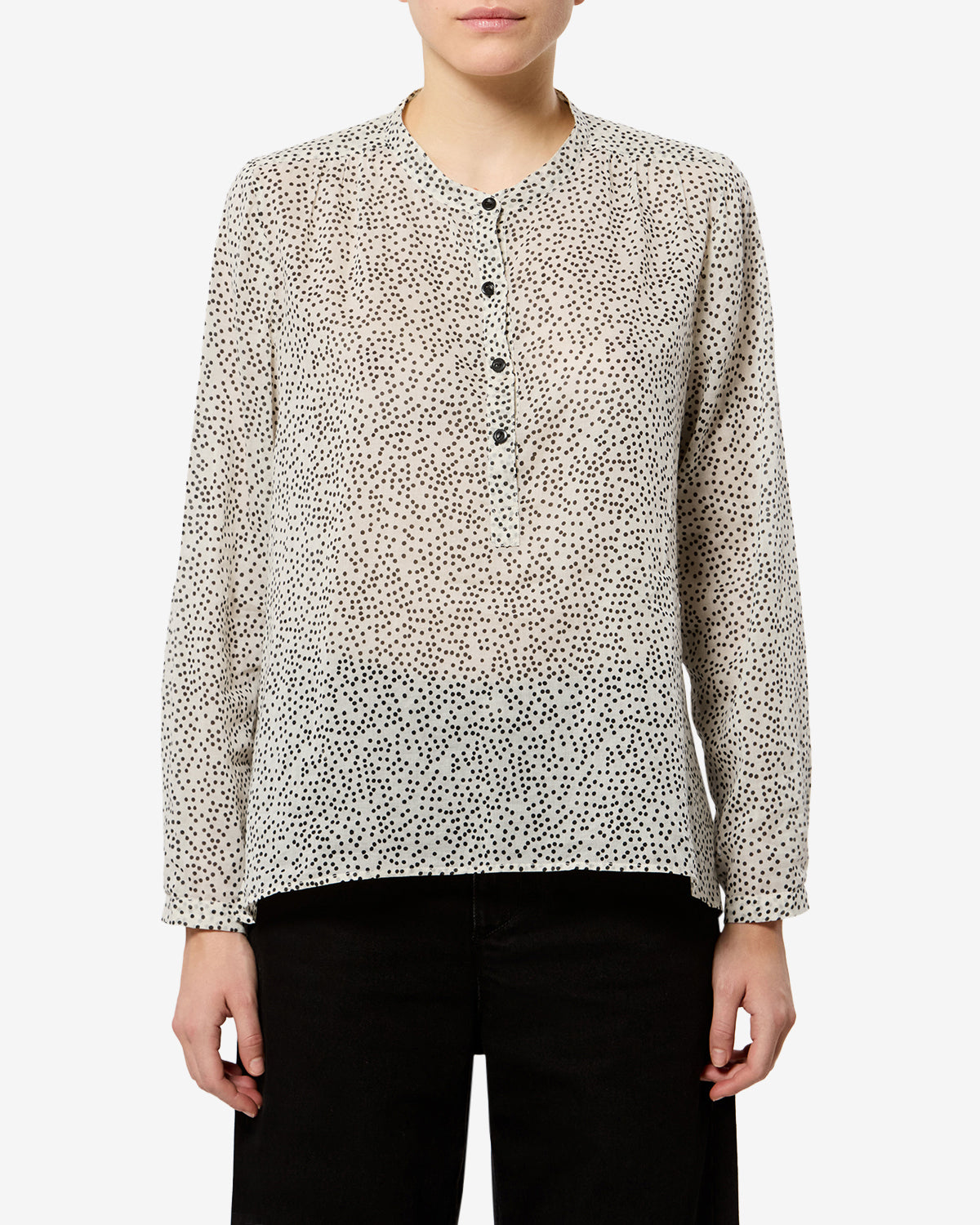 Isabel Marant Maria blouse coton écru noir à pois