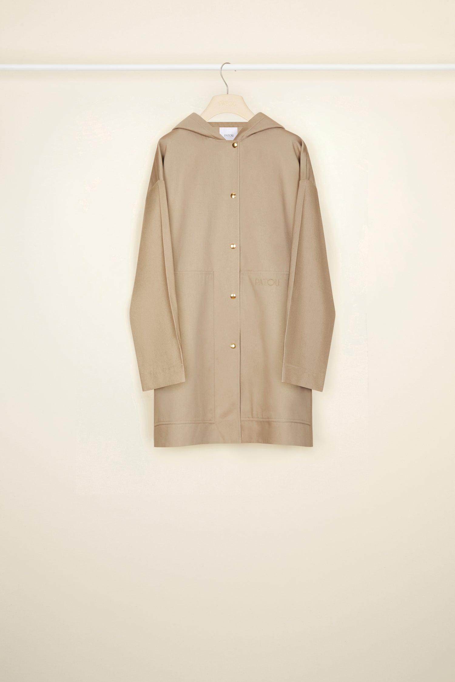 Patou OU010 parka coton bio beige capuche oversize XS