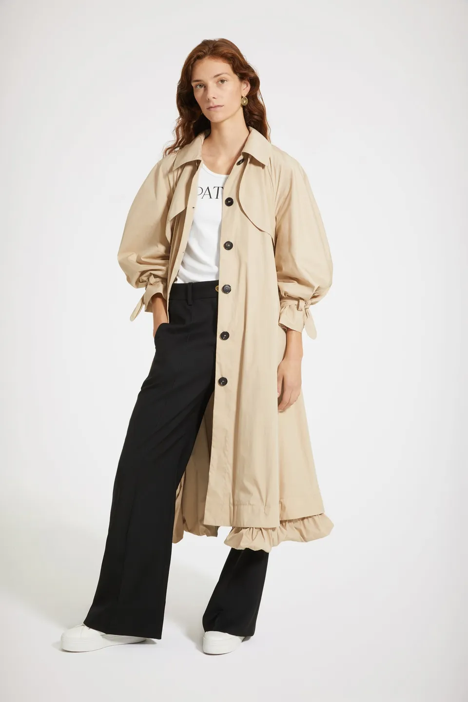 Patou OU005 trench coton sable ceinture