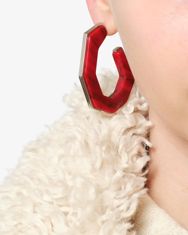 Isabel Marant Bijoux Liu boucles d'oreilles rouge-argenté résine