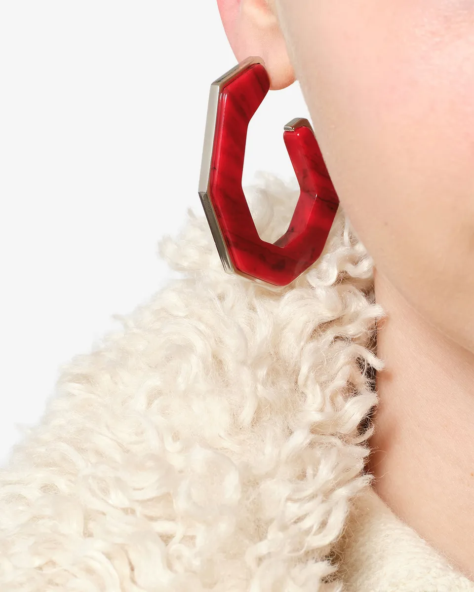 Isabel Marant Bijoux Liu boucles d'oreilles rouge-argenté résine