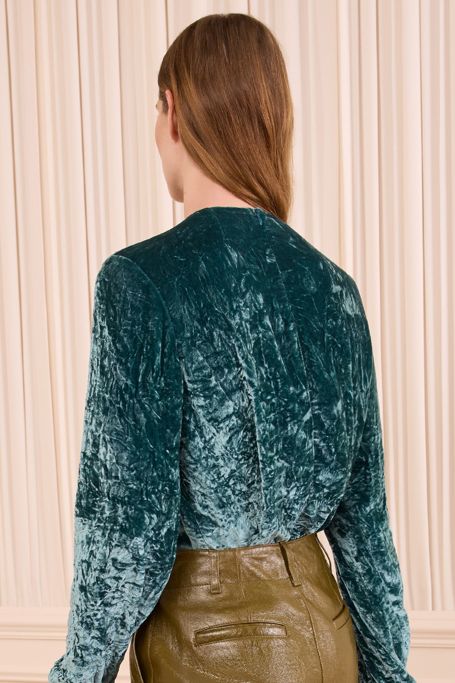 Ulla Johnson Vesa blouse velours Jadeite manches longues