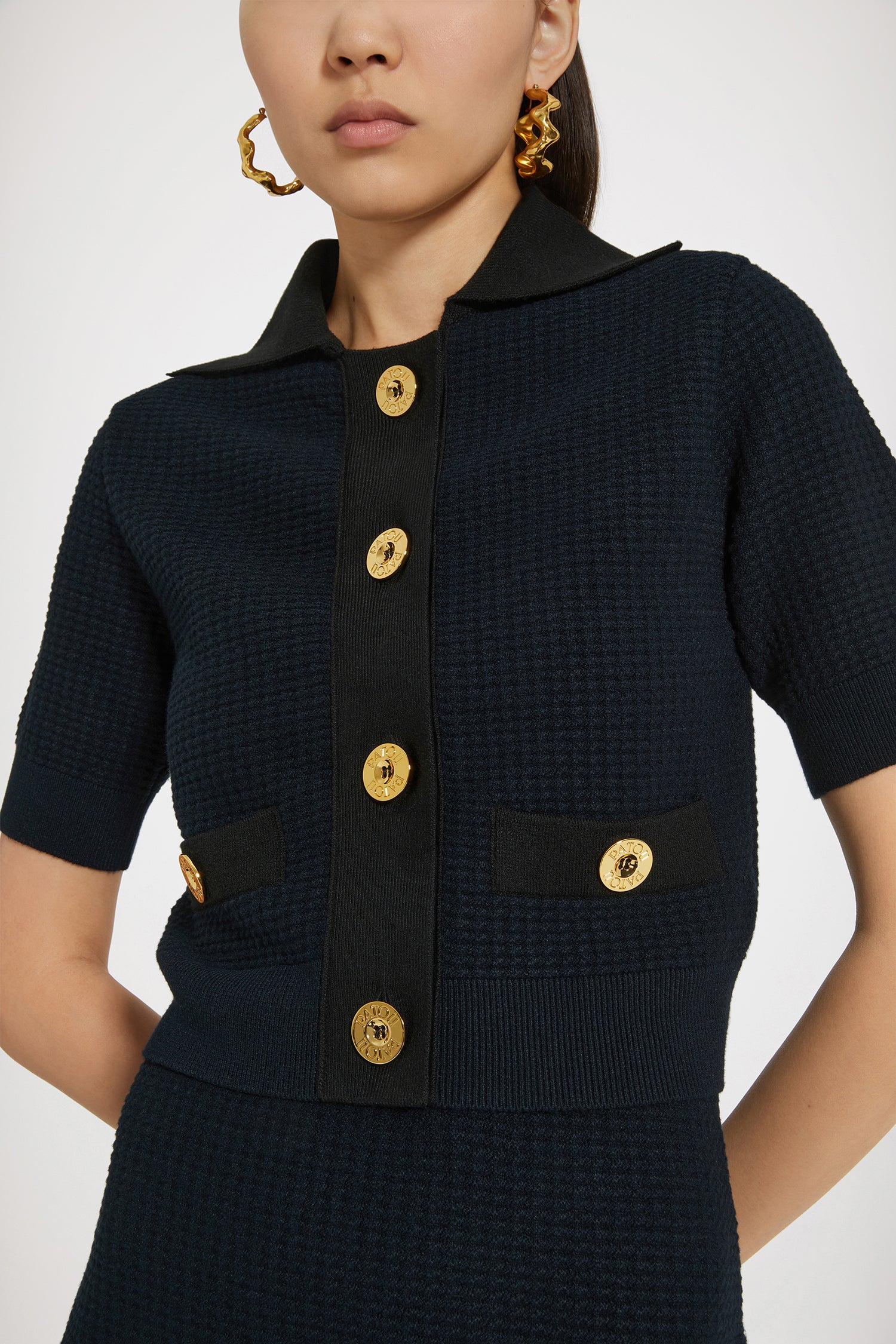 Patou P24KN1708070601N veste maille 3D marine