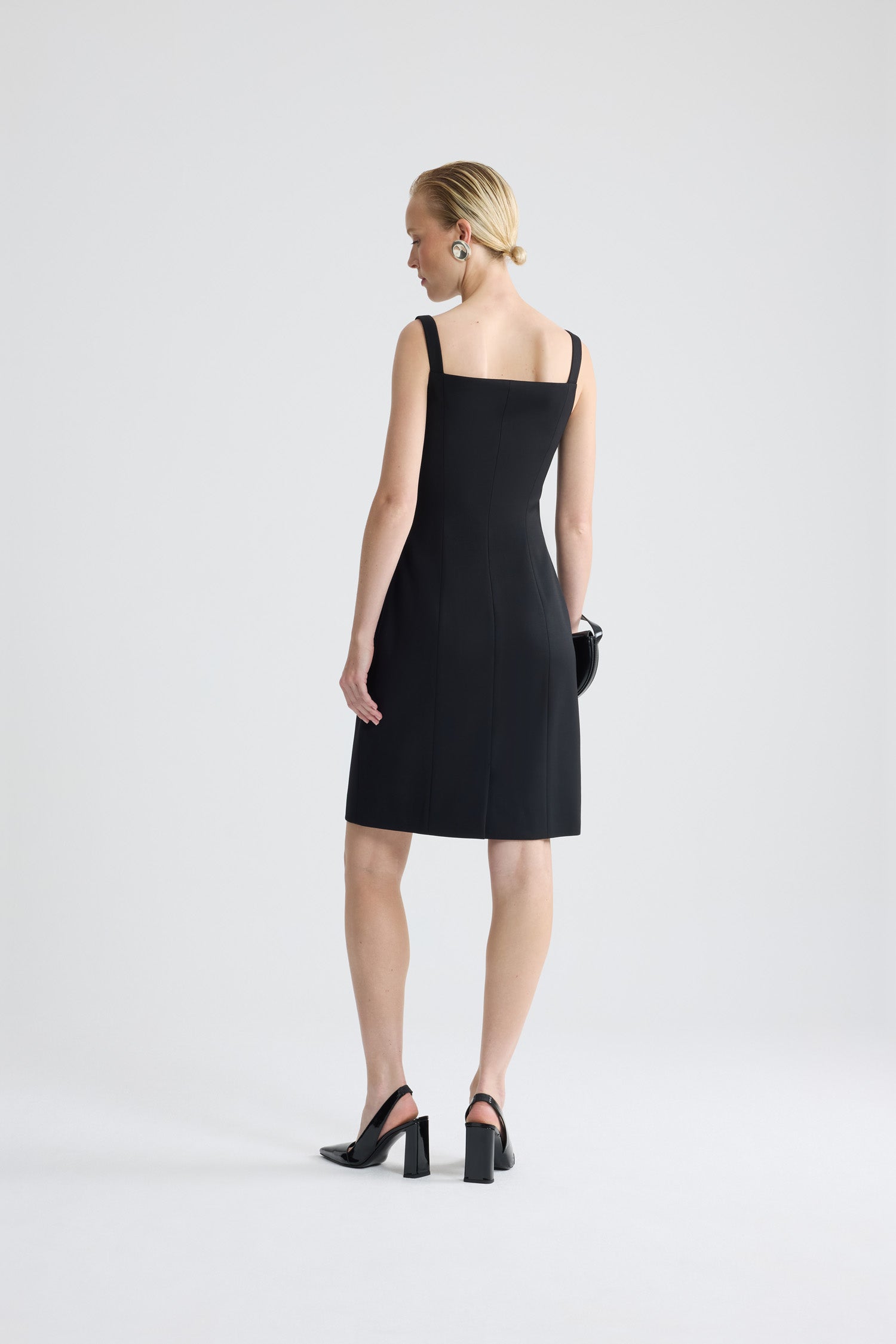 Patou P26DR244 Robe Bustier Fourreau Laine Noire