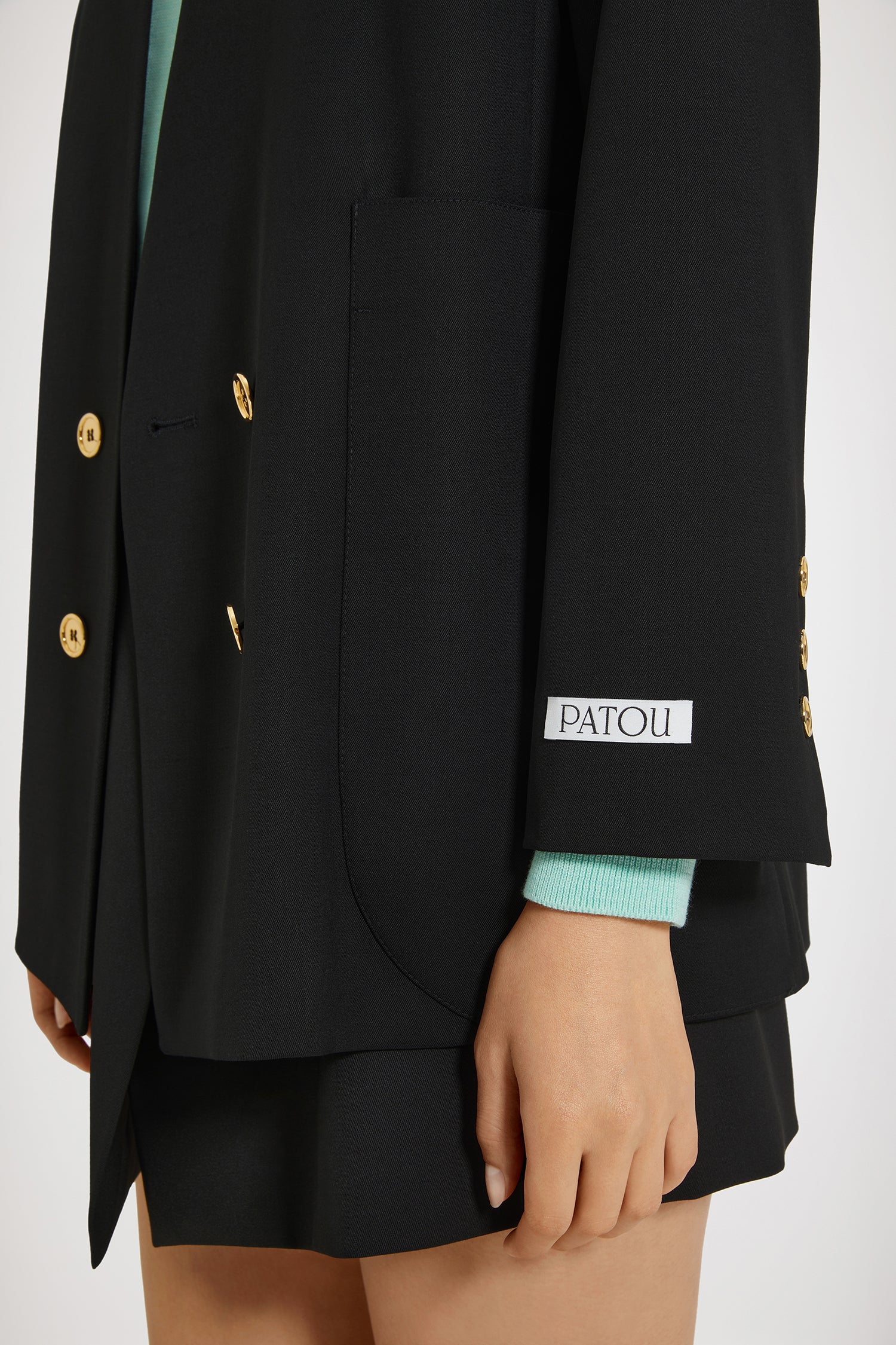 Patou JA0020005999B veste en laine noire double-boutonnée
