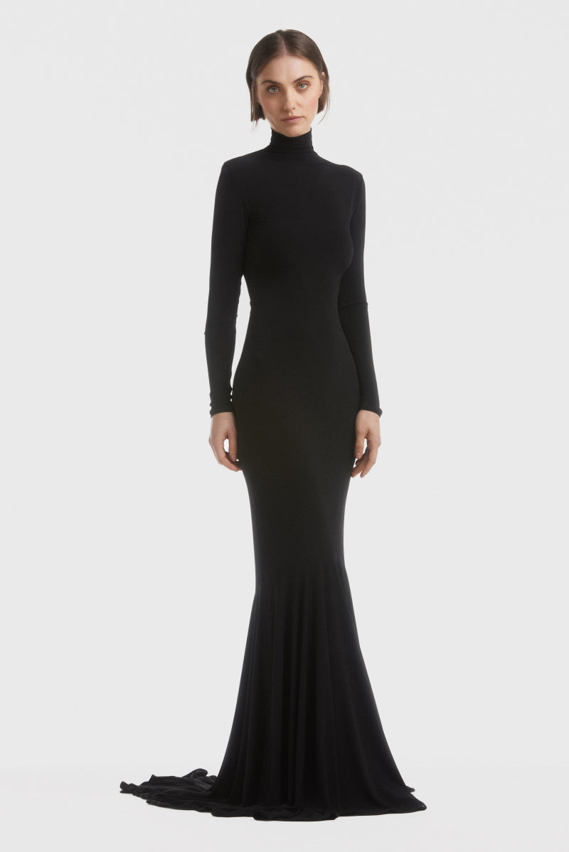 ATU Body Couture robe maxi noire col montant taille S