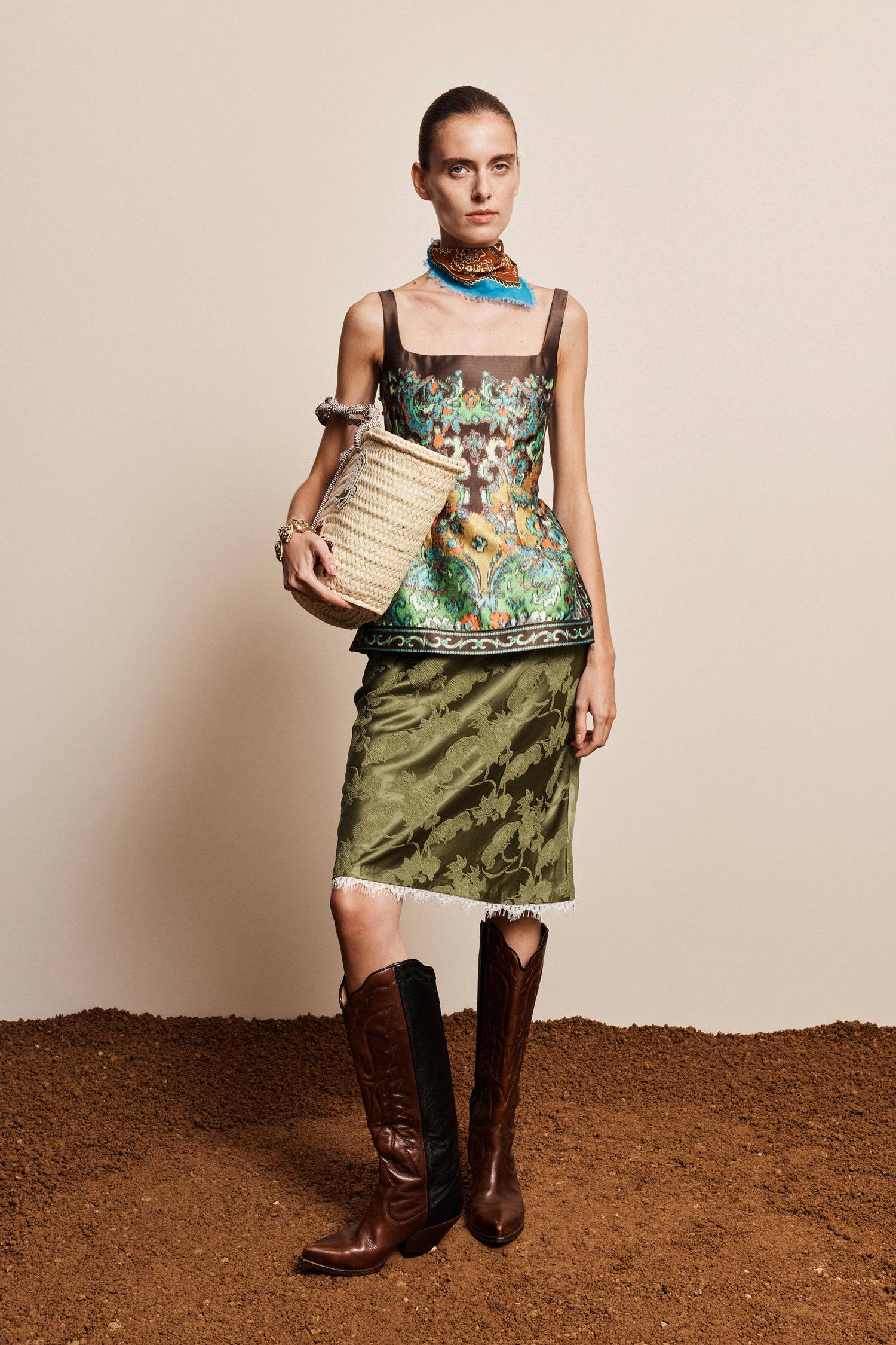 Alemäis Winifred Bias jupe midi 8 jacquard soie