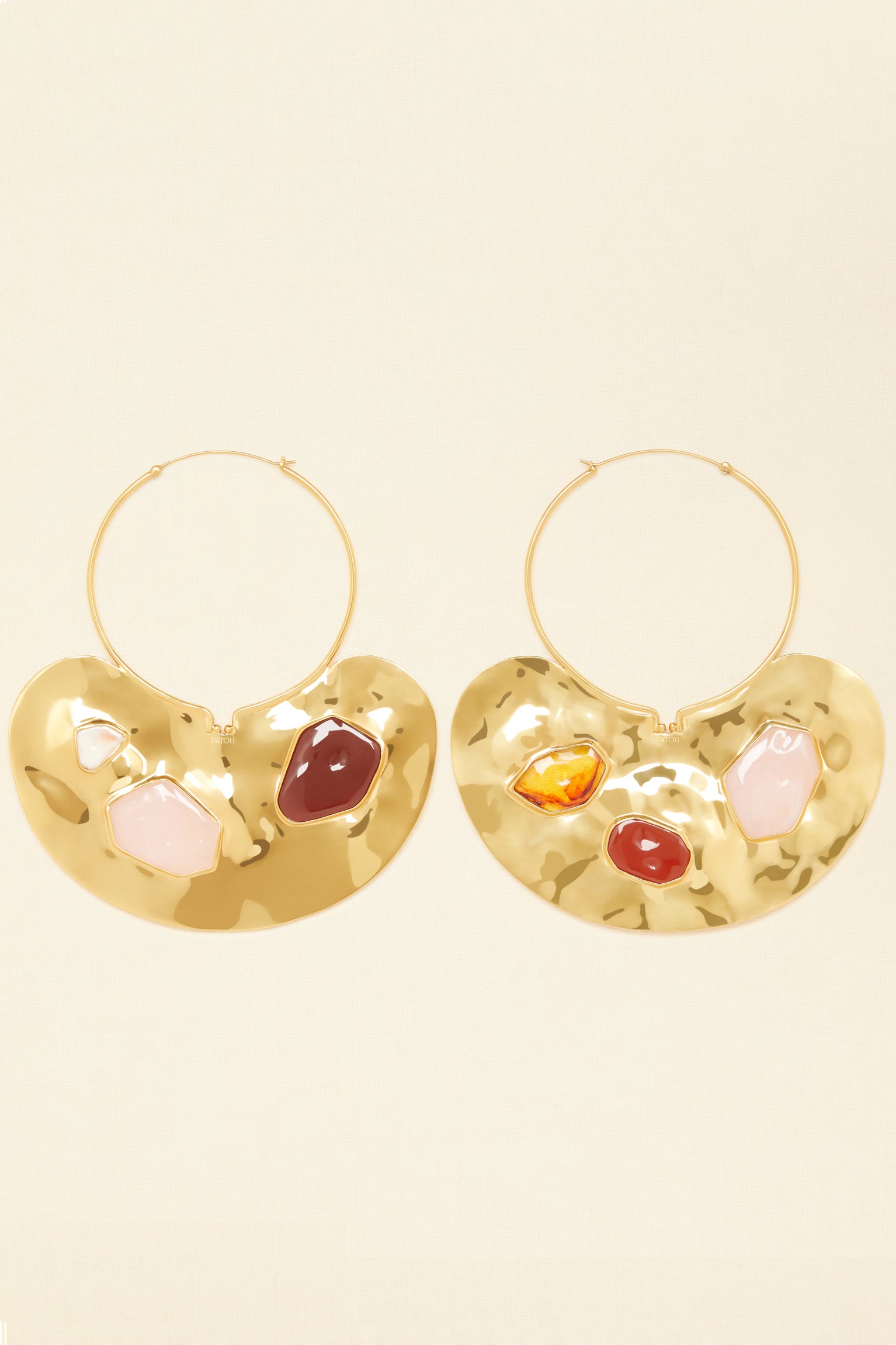 Patou Boucles JW013 Créoles Gold Stones larges