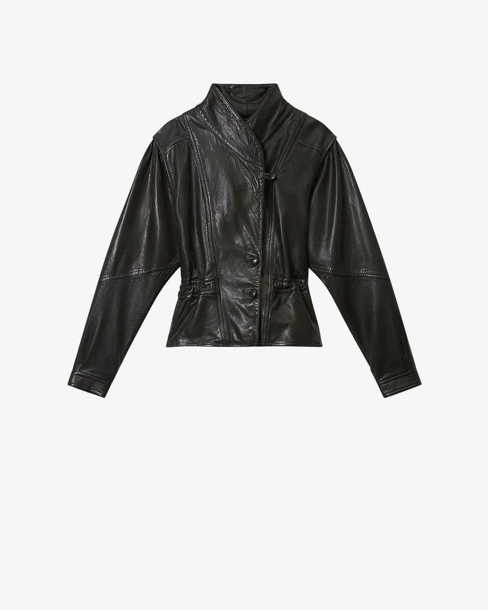 Isabel Marant Tressy veste cuir noir agneau