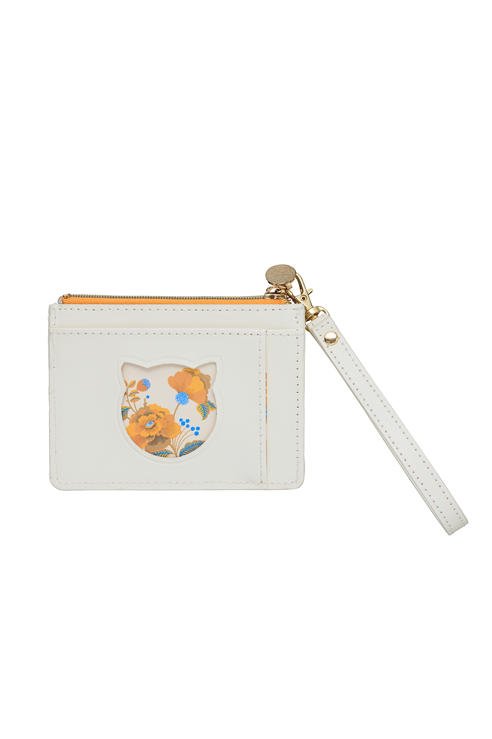 Paul & Joe porte-cartes fleurs jaunes ivoire zip
