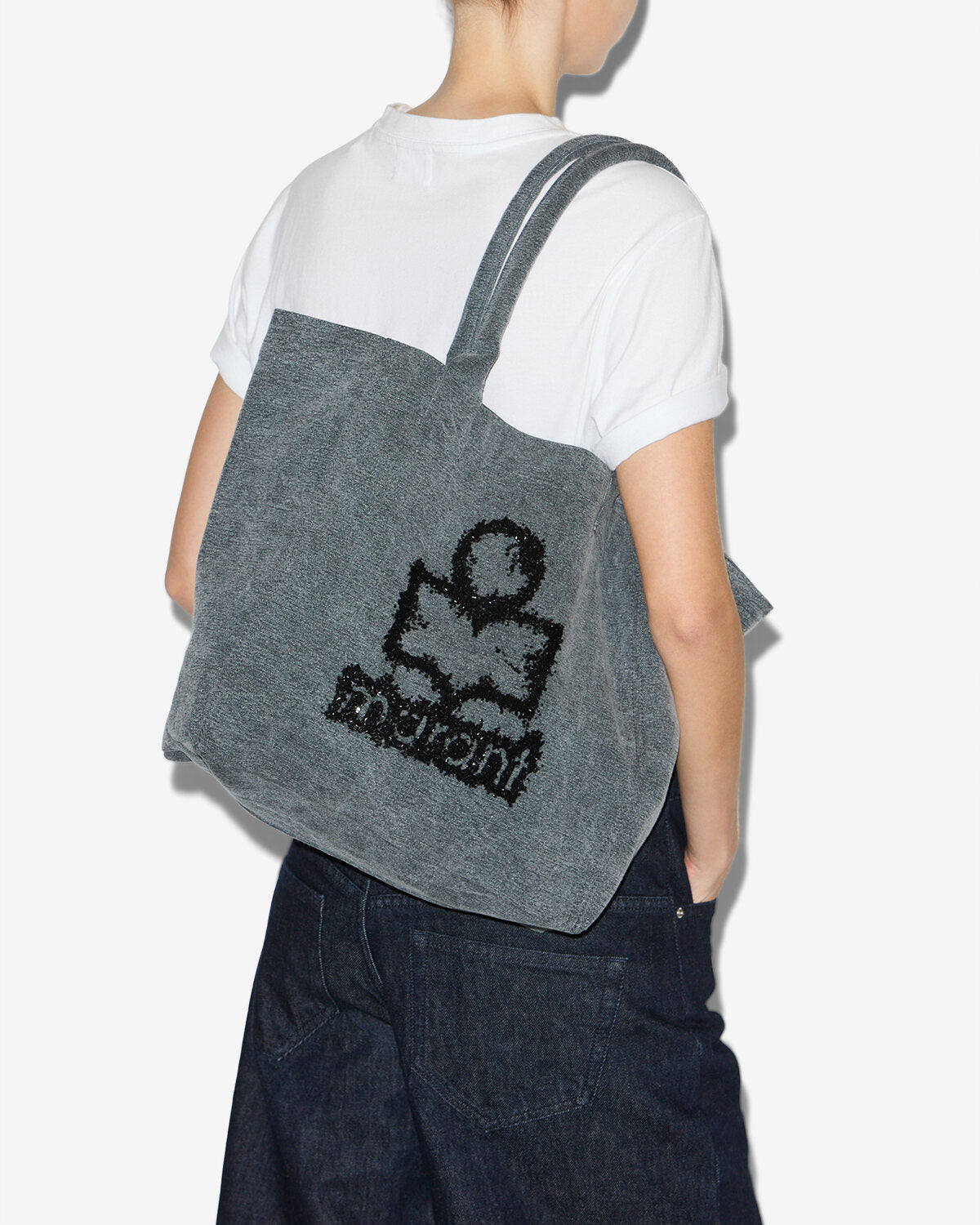 Isabel Marant Yenky Small sac cabas gris toile coton