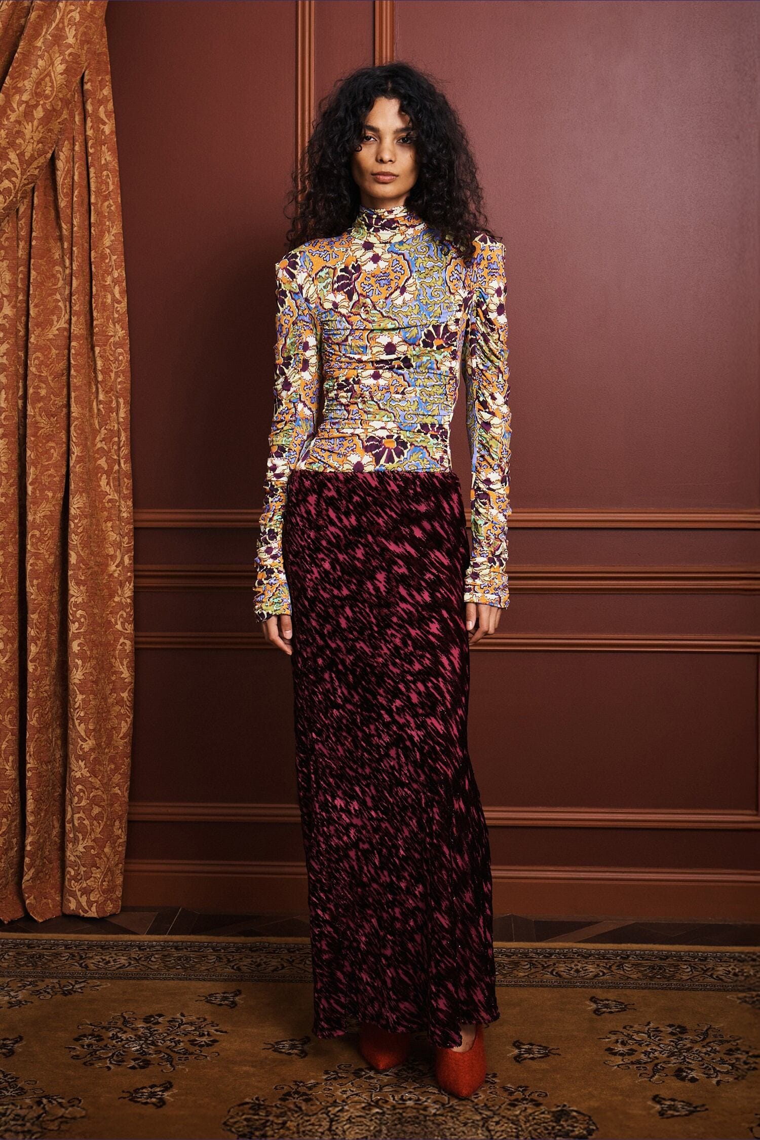 Alemaïs Jimi jupe maxi velours métallisé taille 6 UK