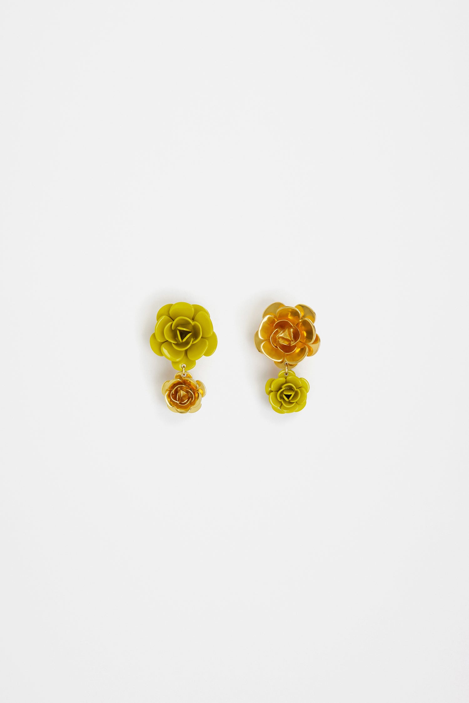 Patou JW088 boucles d'oreilles double fleurs absinthe TU laiton
