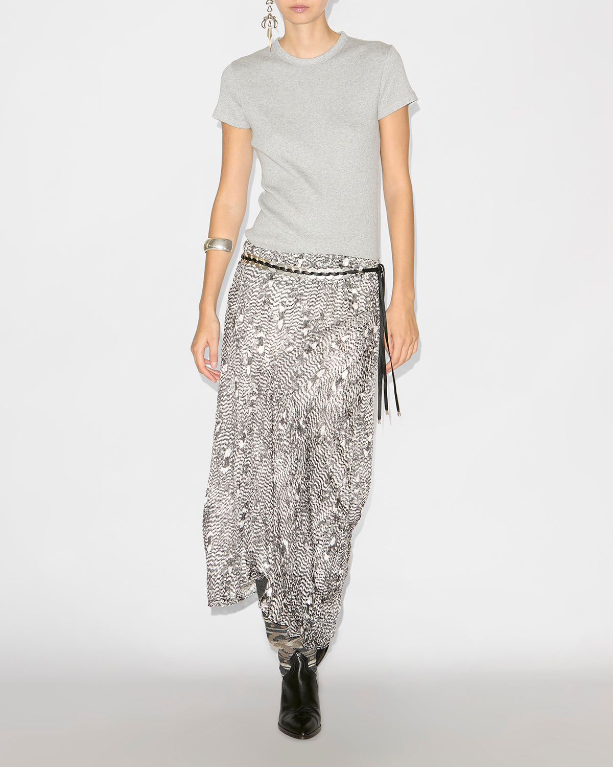 Isabel Marant Taomi t-shirt gris coton côtelé