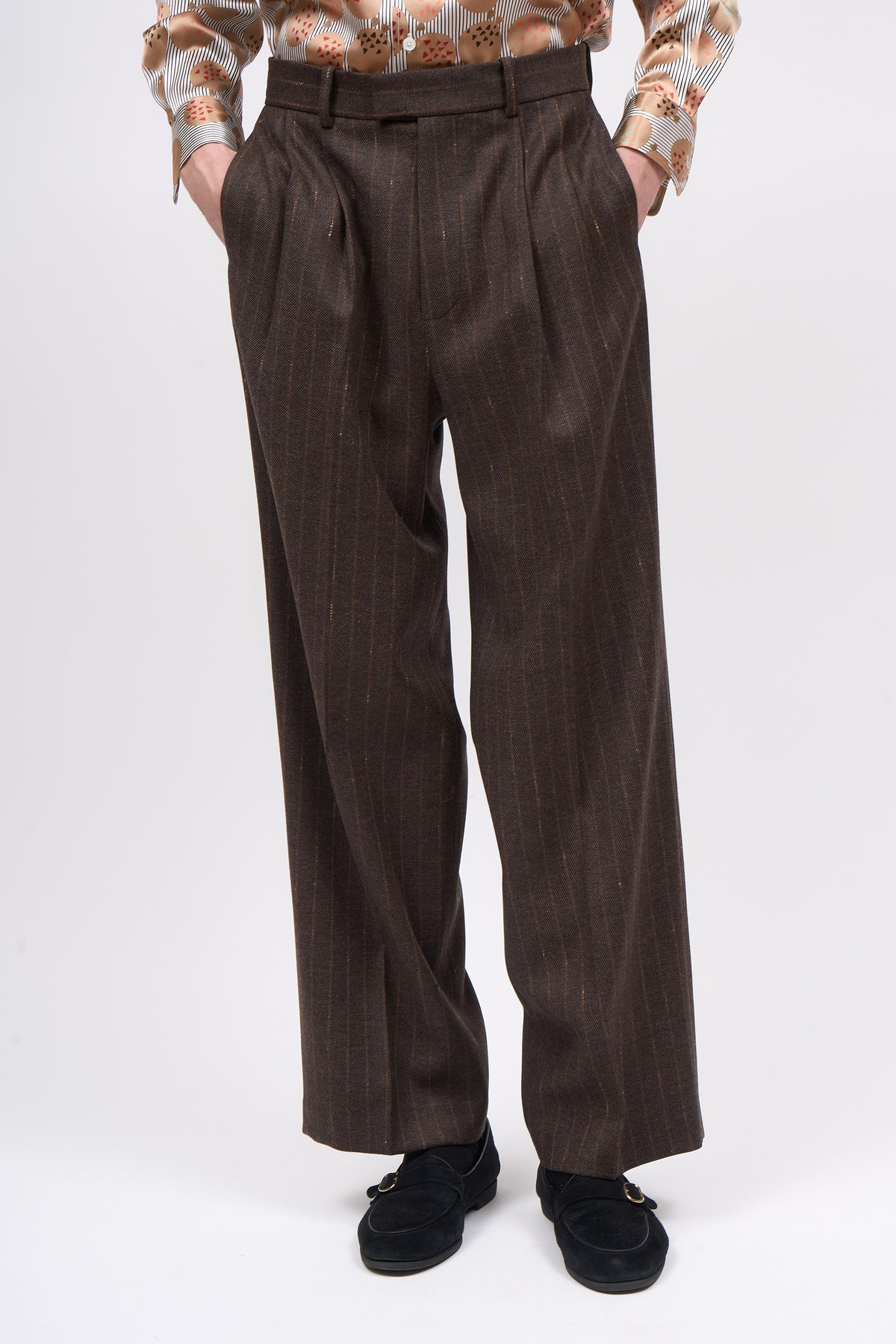 Paul & Joe Raphaël pantalon plis twill laine rayée