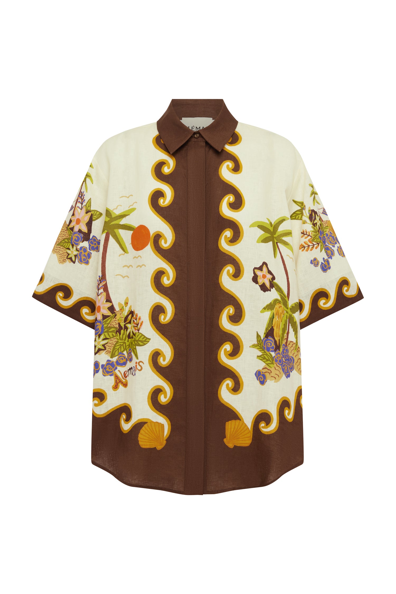 Alemais Island Cove chemise lin ample imprimé